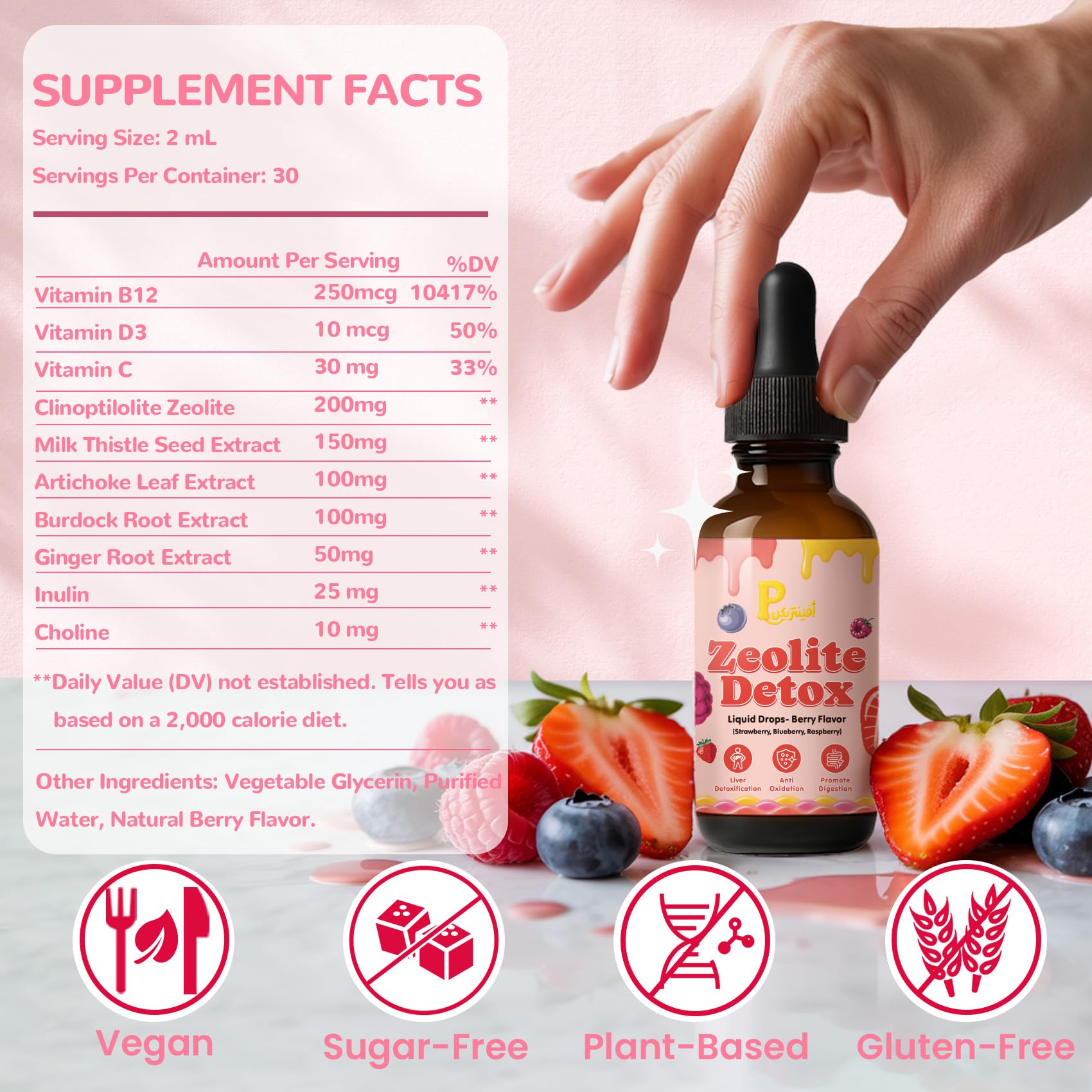 Pavintrix Zeolite Detox Drops – Berry Flavor for Kids & Adults (60ml)