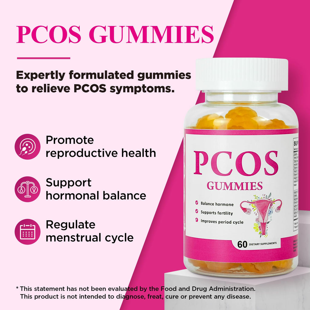 PCOS Gummies - 60-Count Vegan Orange Flavor for Hormonal Balance
