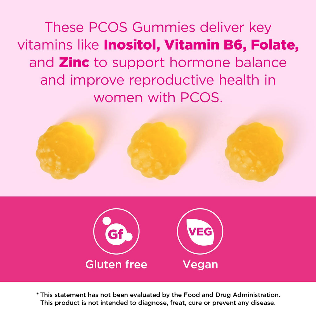 PCOS Gummies - 60-Count Vegan Orange Flavor for Hormonal Balance