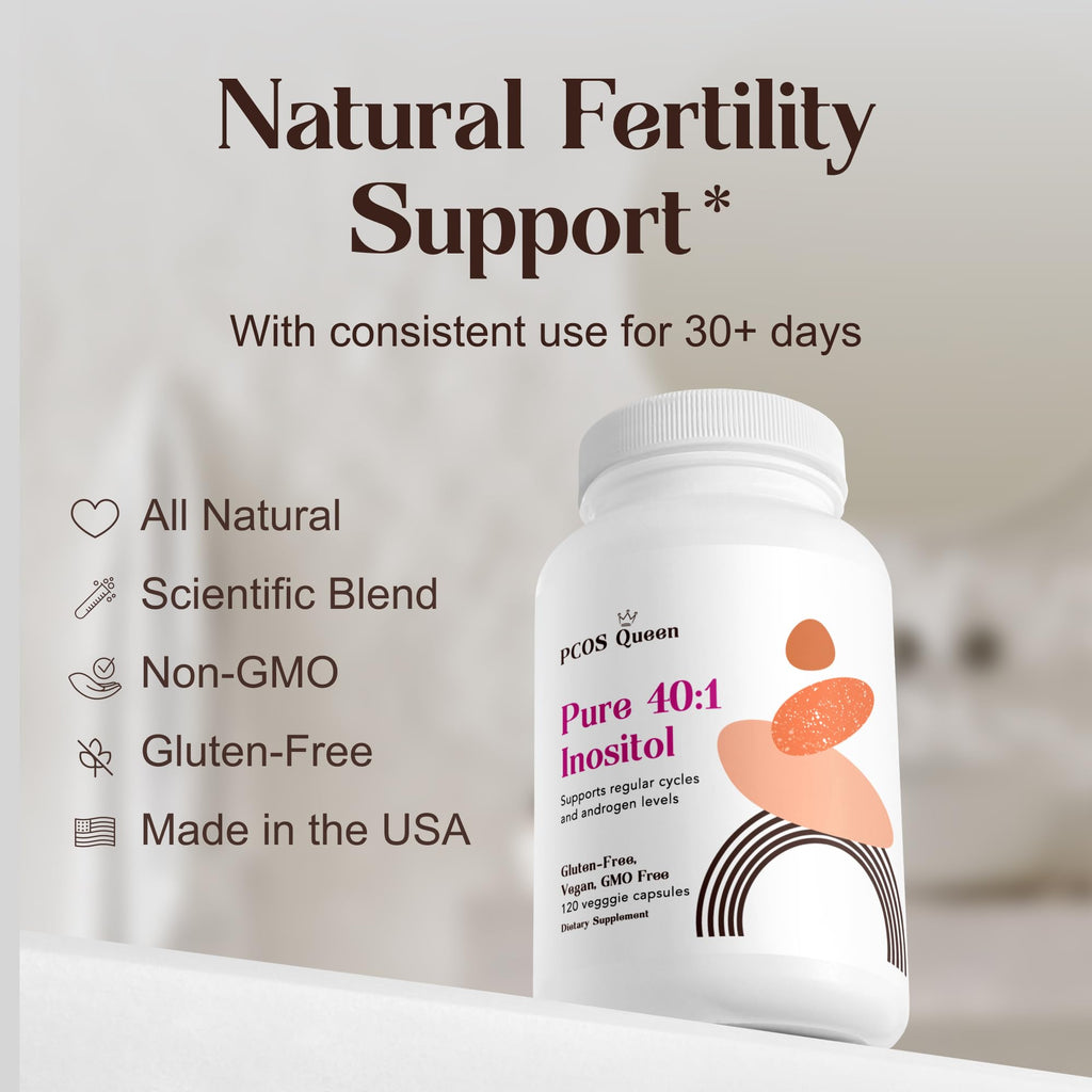 PCOS Queen Pure 40:1 Inositol – Myo & D-Chiro Inositol for Fertility, Skin & Cycle Health | 3 Bottles