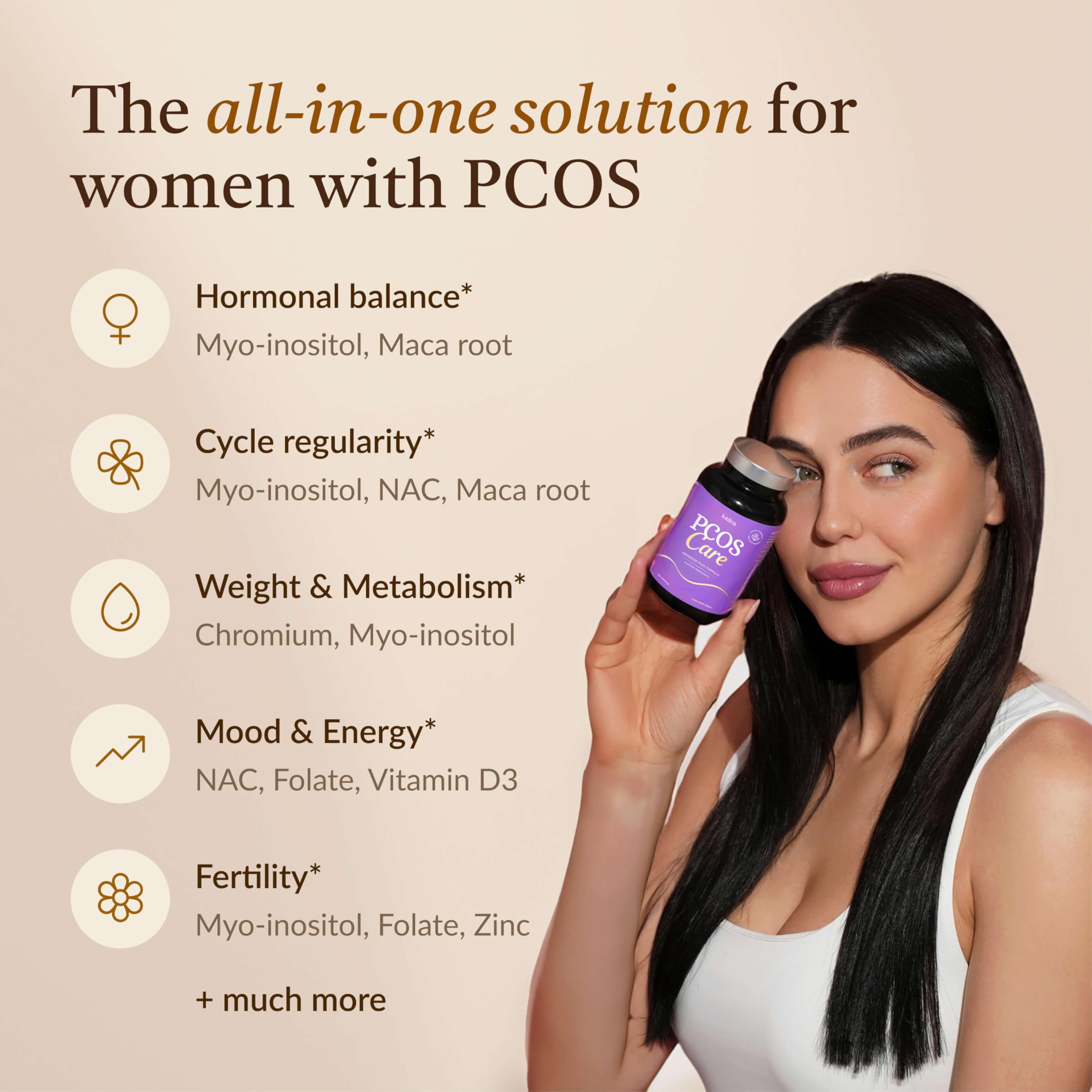 8-in-1 PCOS Support Supplement – 2,000mg Myo-Inositol, NAC, Zinc, Folate