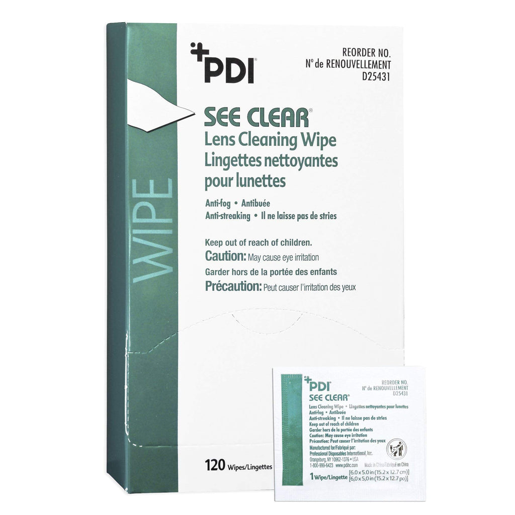 PDI See Clear Lens Cleaning Wipes – 120 Wipes, 6 x 5, Anti-Static & Anti-Streaking