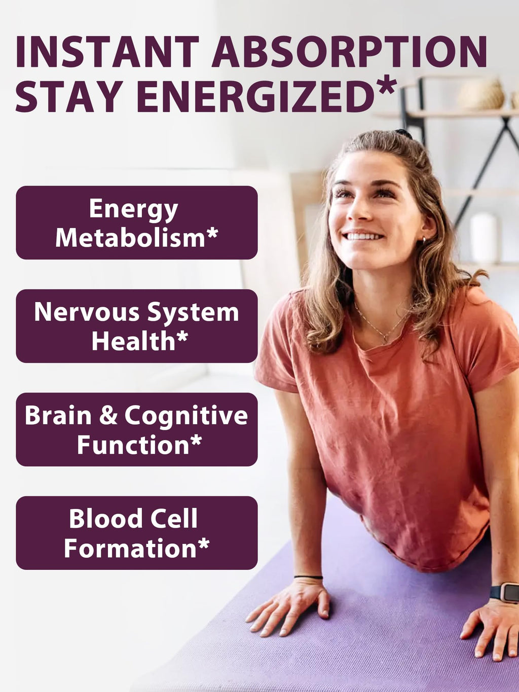 Vitamin B12 Sublingual 5000mcg – Energy & Nerve Support, Peach Flavor