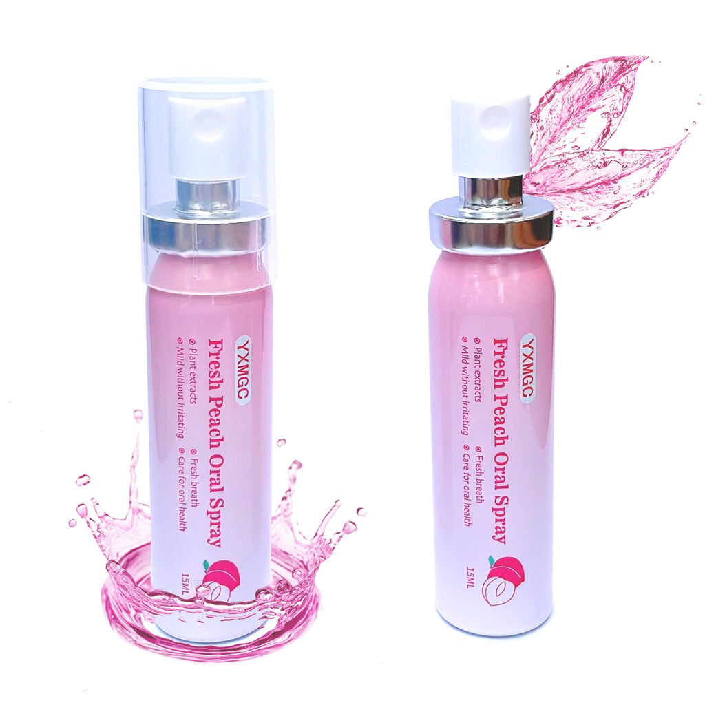 Peach Mint Fresh Breath Oral Spray - Alcohol-Free 0.5 fl oz, 2-Pack | Portable 5000-Mesh Micro-Mist for Kids & Adults