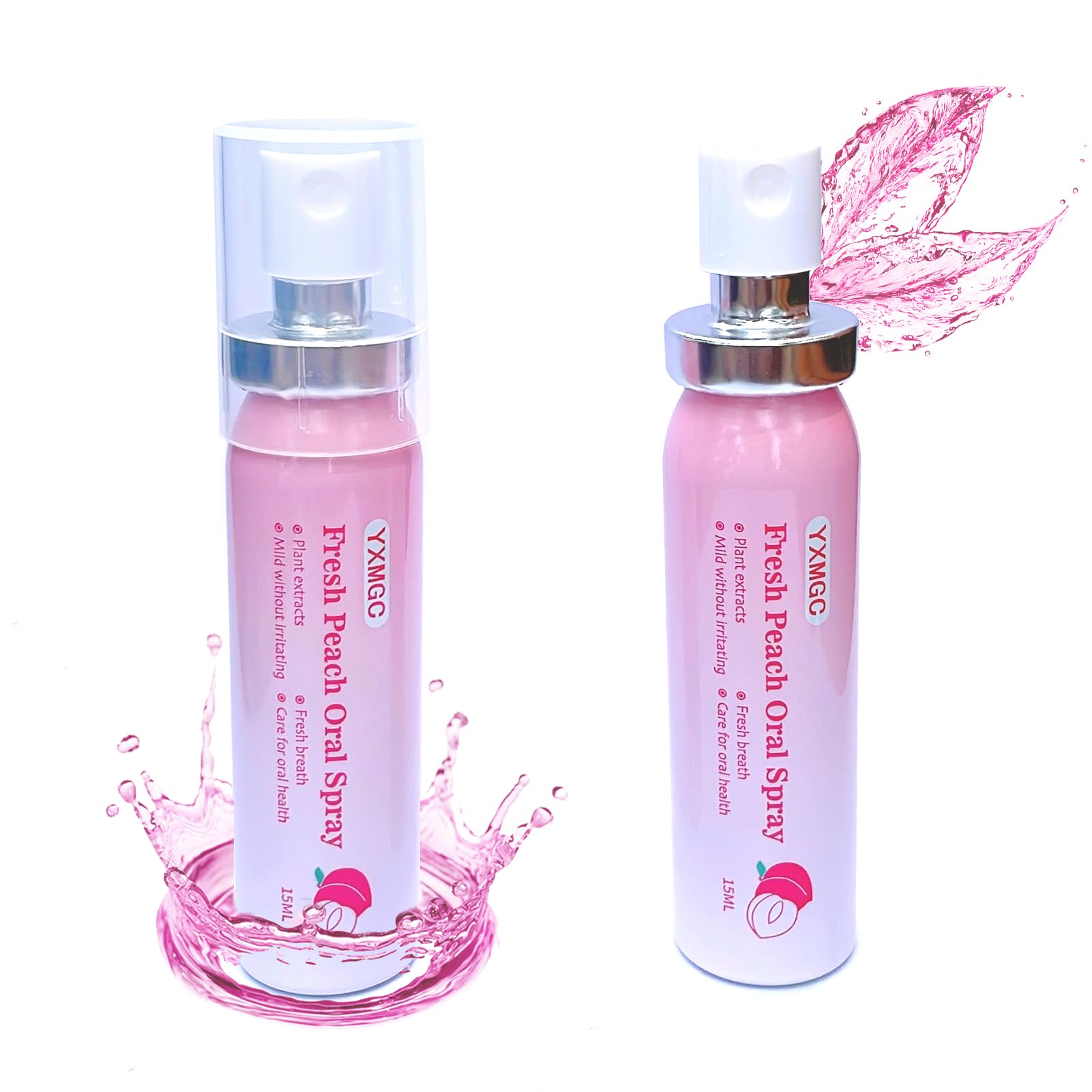 Peach Mint Fresh Breath Oral Spray - Alcohol-Free 0.5 fl oz, 2-Pack | Portable 5000-Mesh Micro-Mist for Kids & Adults