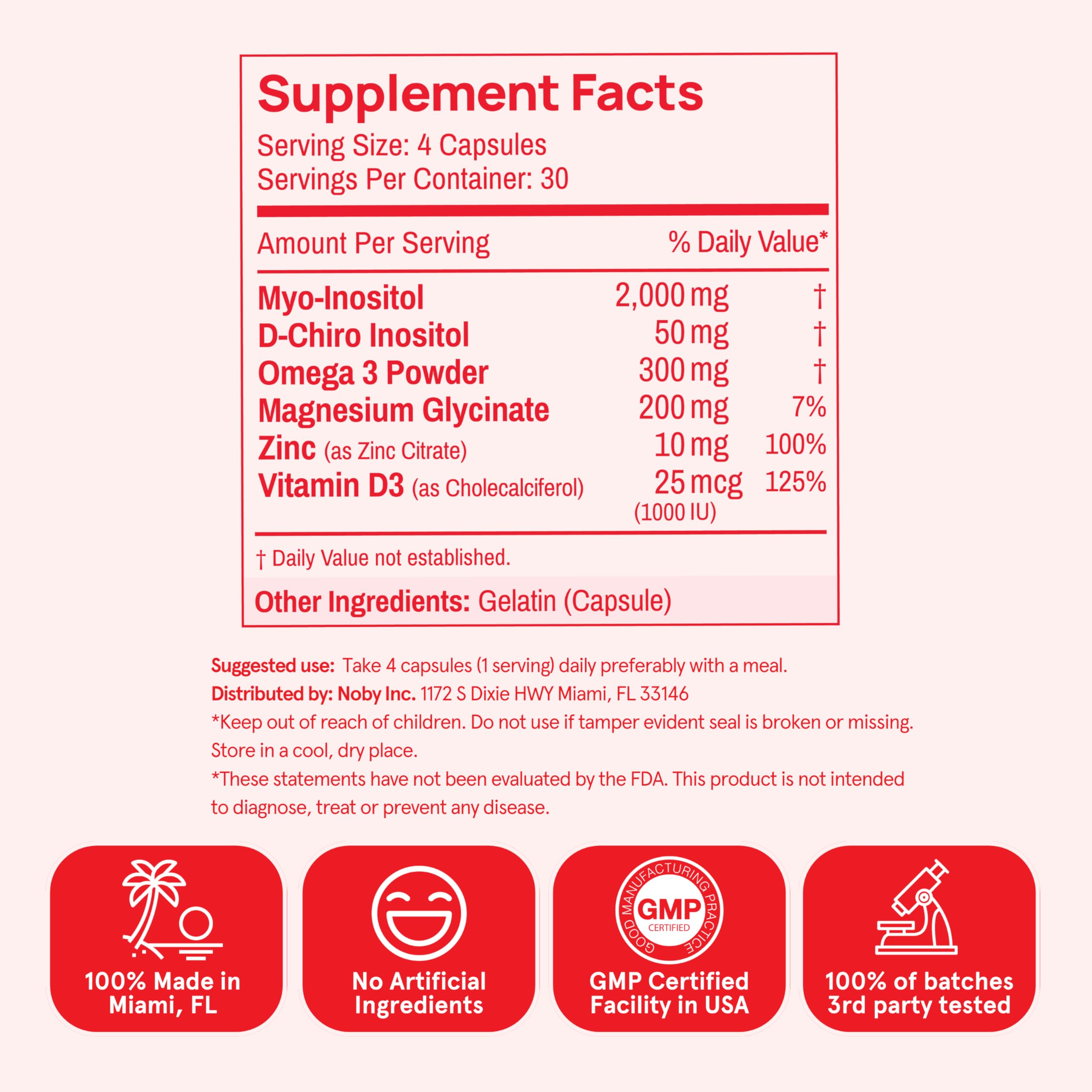 Peach Perfect Inositol Multivitamin – Myo-Inositol & D-Chiro 40:1, Omega-3, D3, Mg, Zn – Women Health – 30 SVG