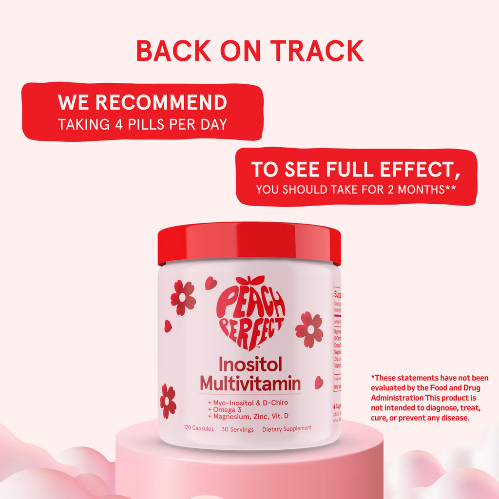 Peach Perfect Inositol Multivitamin – Myo-Inositol & D-Chiro 40:1, Omega-3, D3, Mg, Zn – Women Health – 30 SVG
