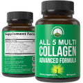 Peak Performance All 5 Multi-Collagen Capsules – 90 Pills, Grass-Fed Peptides | Collagen Types I, II, III, V, X