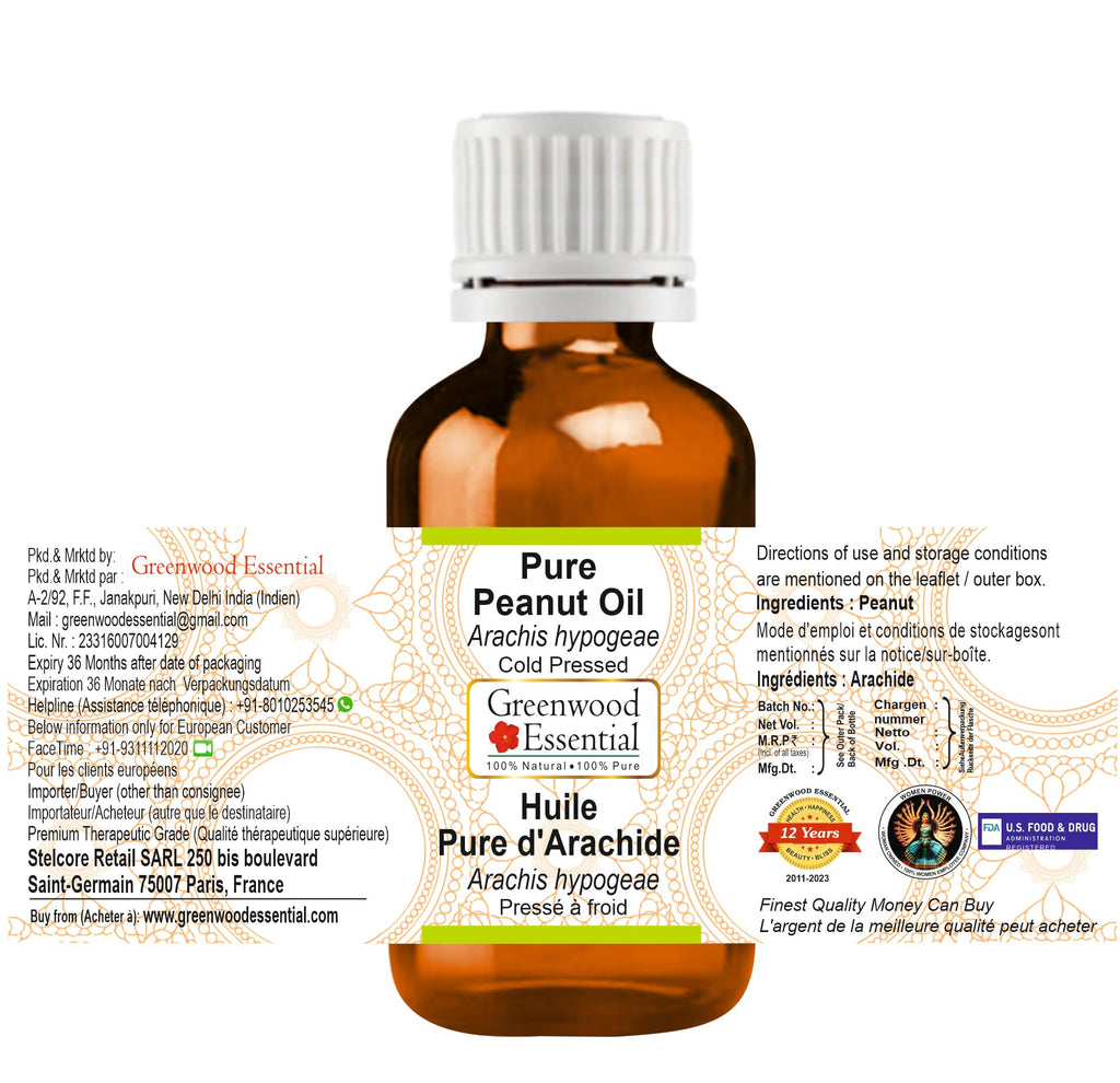 Greenwood Essential Pure Peanut Oil – Cold Pressed 10ml (Arachis hypogaea) Carrier Oil