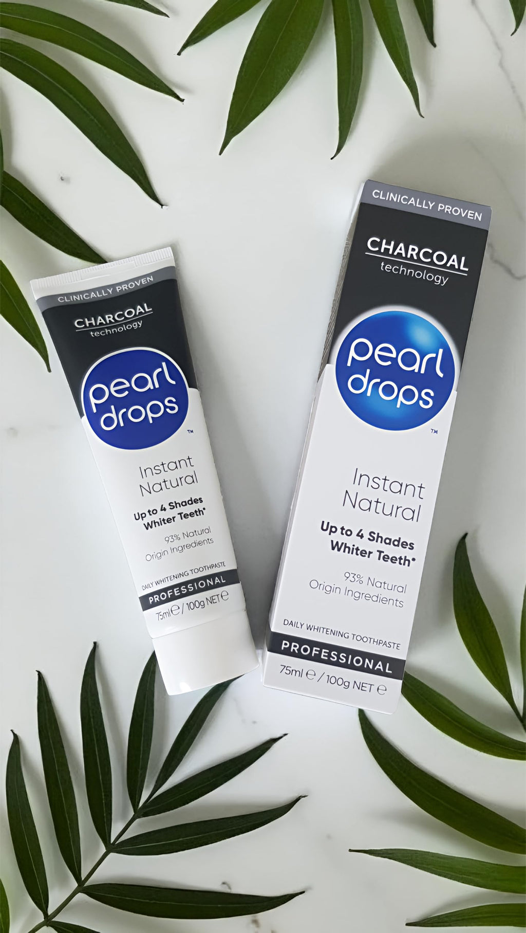 Pearl Drops Instant Natural White Activated Charcol 75ml