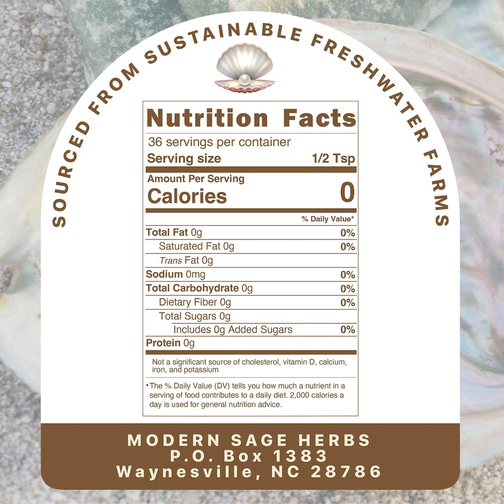 2.5oz Pure Pearl Powder 10:1 Extract – 36 Servings | Collagen & Anti-Aging | Modern Sage Herbs