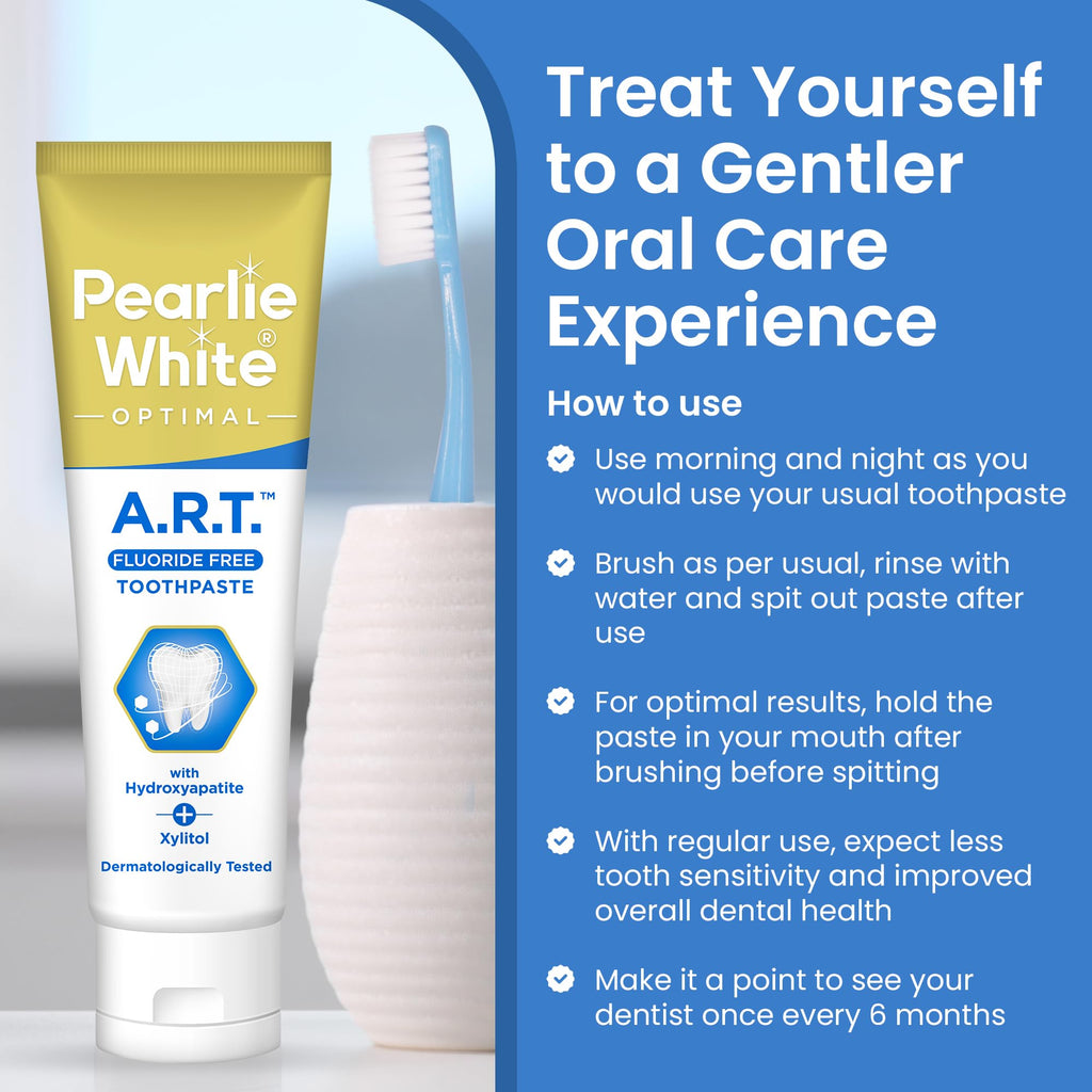 Pearlie White Active Remineralization Fluoride Free Toothpaste – Hydroxyapatite, Xylitol, 3.8oz/110g