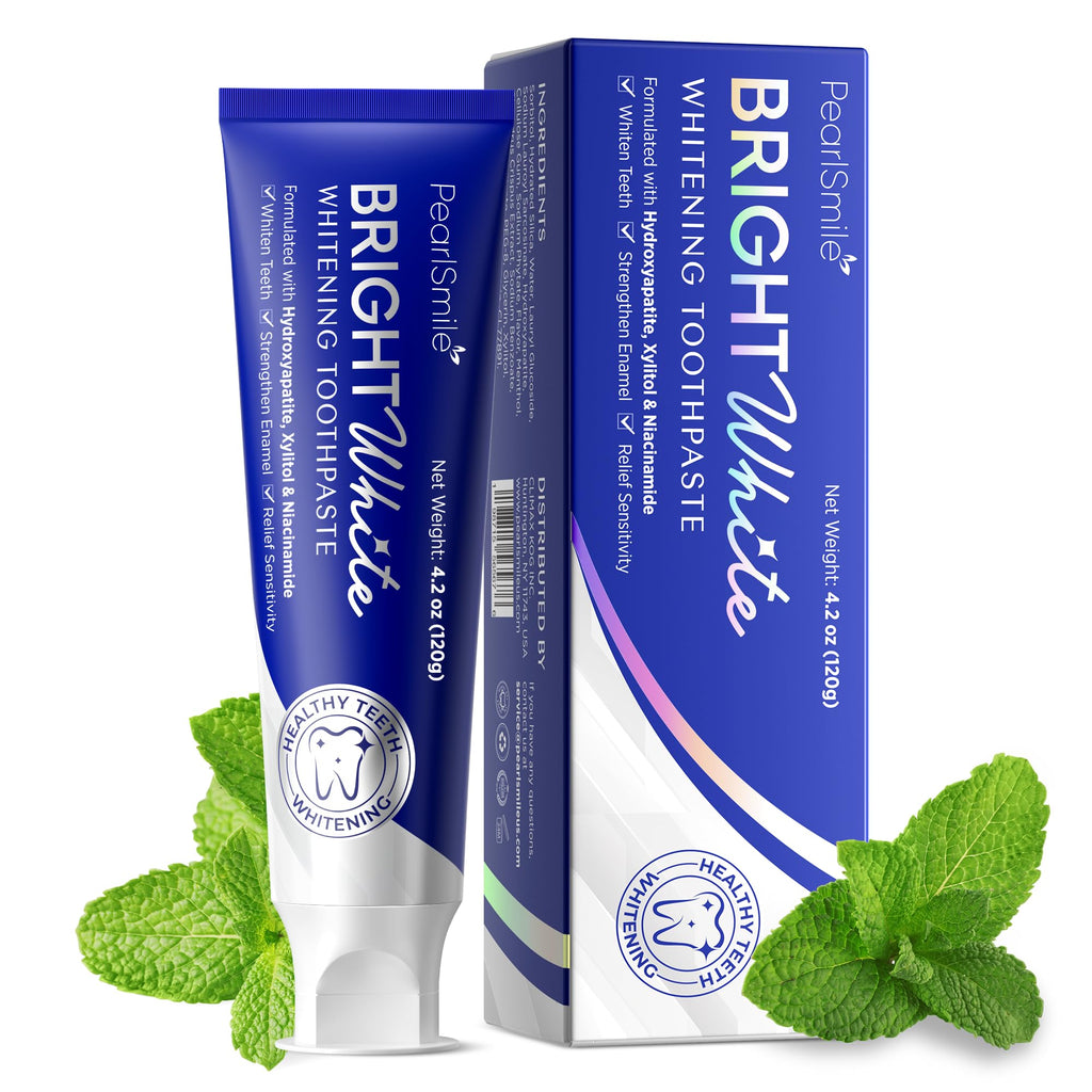 PearlSmile Niacinamide 5% + Nano-Hydroxyapatite 10% Whitening Toothpaste – Fluoride-Free, 4.2oz