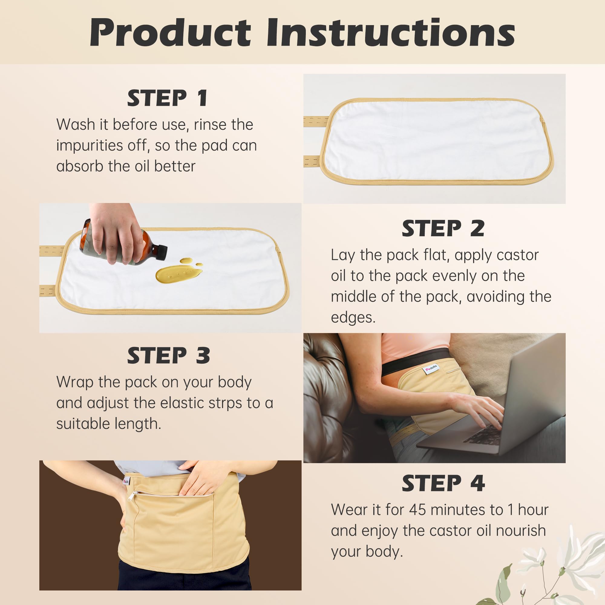 Pedobi Castor Oil Pack Wrap – Organic Cotton Reusable & Highly Absorbent Compress