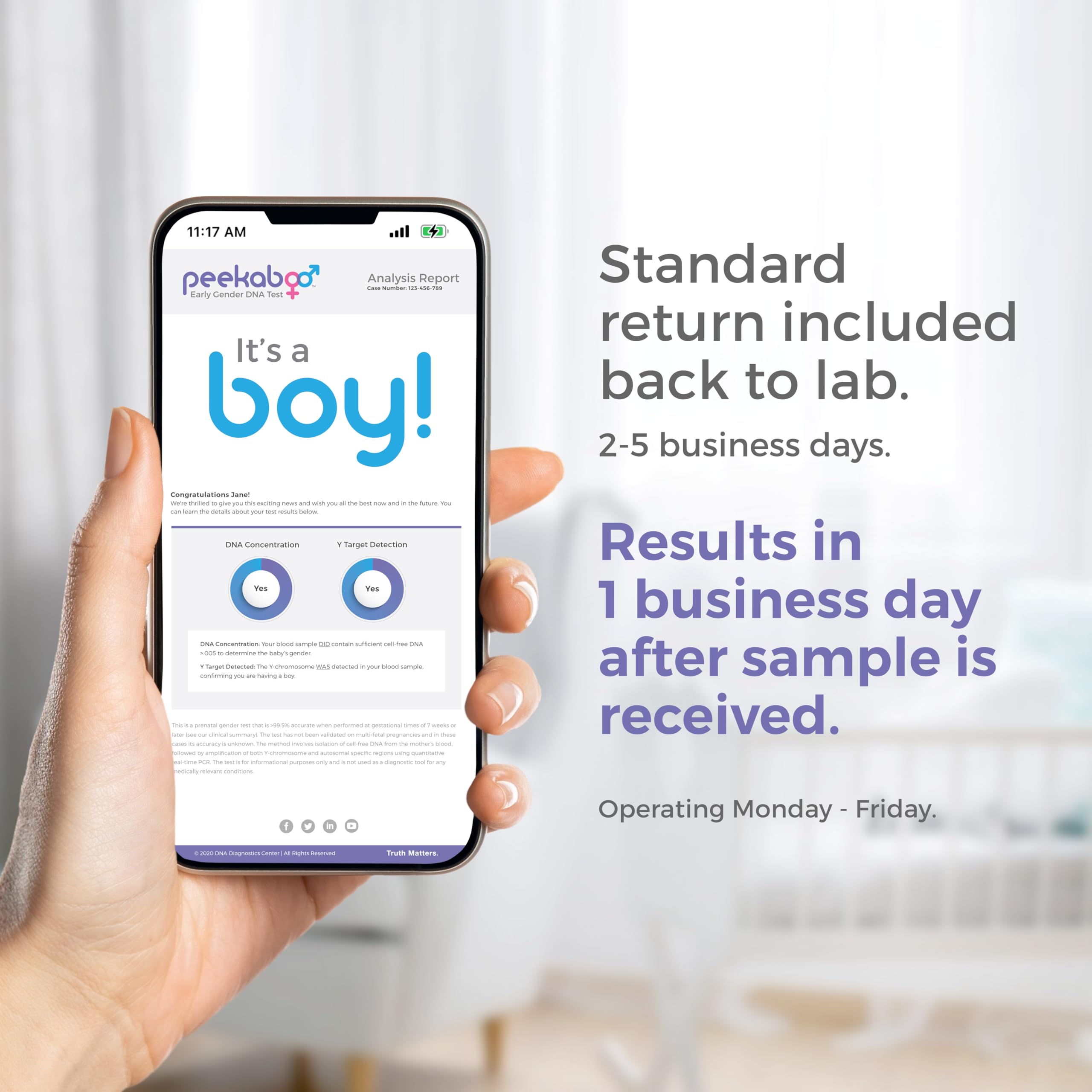 Peekaboo Early Gender Test, at-Home DNA Kit, Over 99% Accurate, All Fees Included, Test As Soon As 6 Weeks