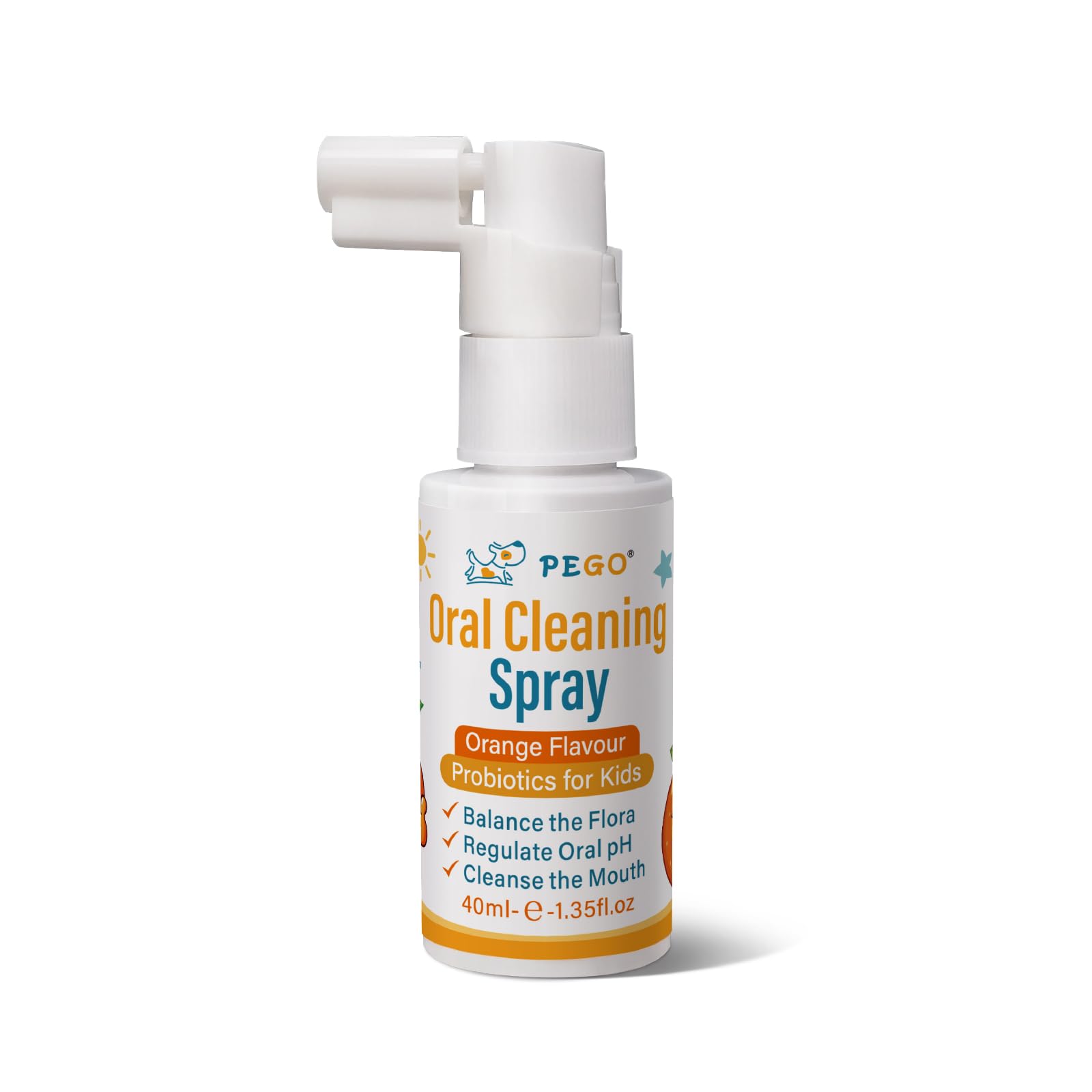 PEGO Kids Oral Spray - Probiotic, Fluoride-Free Mouth Spray for Toddlers & Kids (Orange, 40ml)
