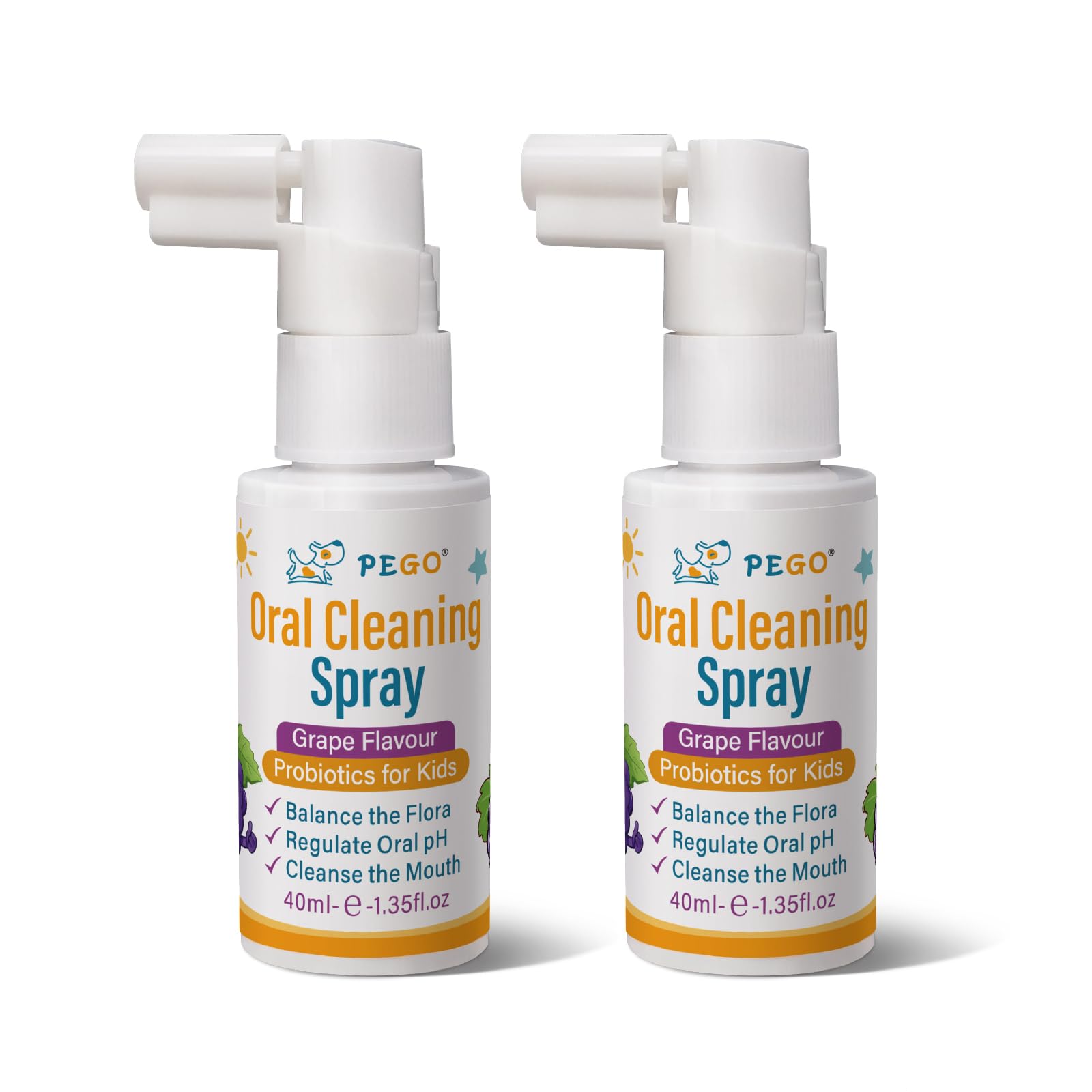 PEGO Kids Oral Spray – Fluoride Free Toddler Care (40ml×2, Grape)