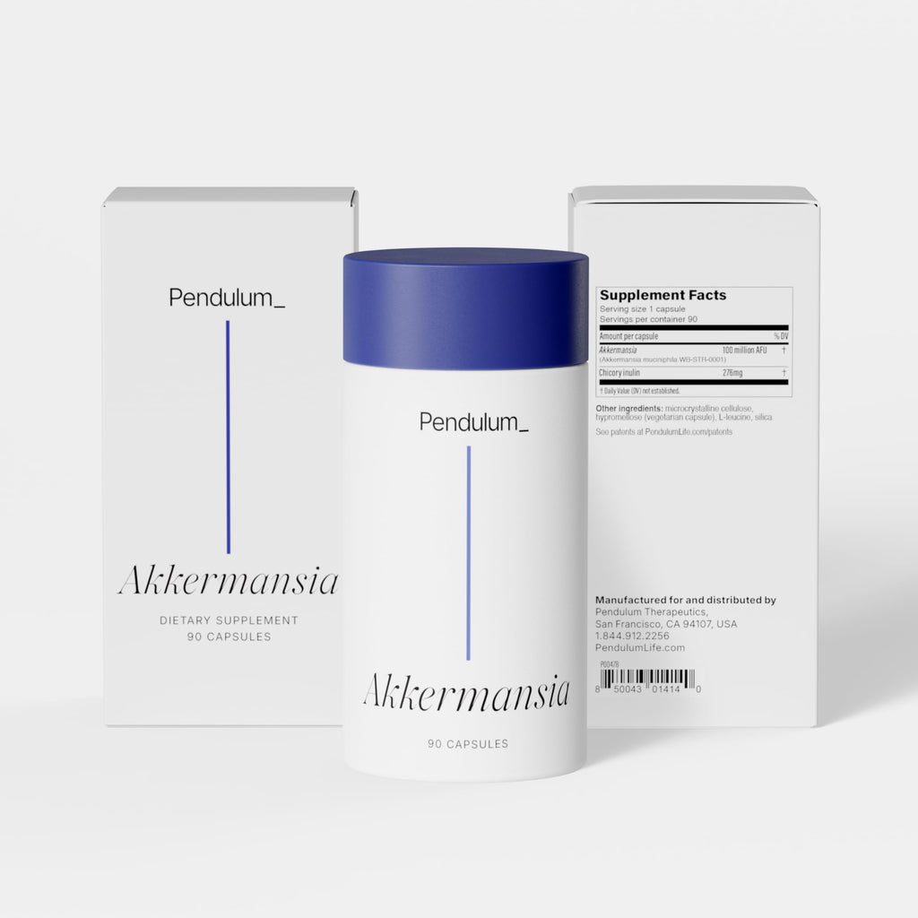 Pendulum Akkermansia Probiotic with Prebiotic Fiber – Delayed-Release Capsules | 100M AFU Live Strain for Gut Health & GLP-1 Support (90 Capsules)