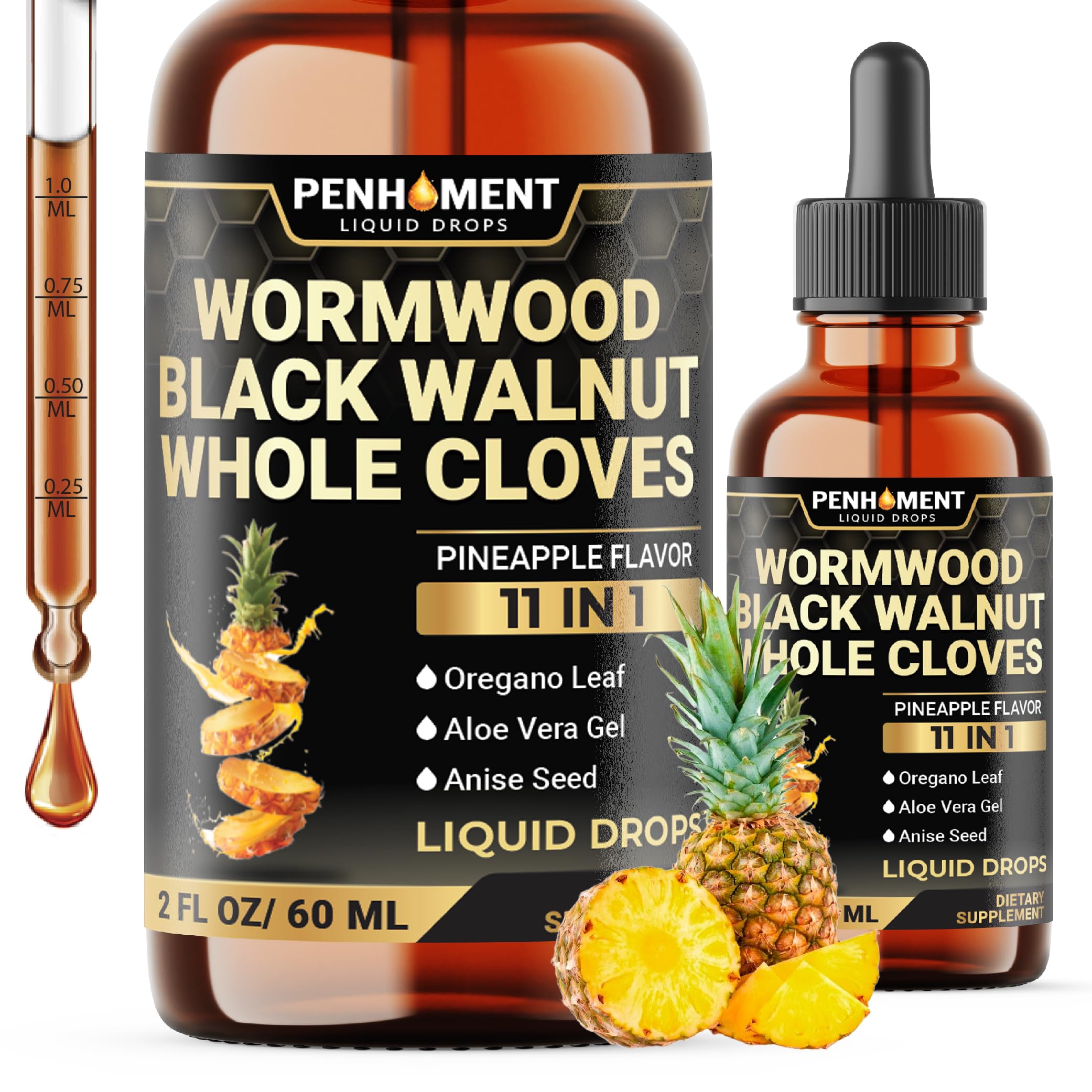Penhoment 11in1 2100mg Wormwood Drops Pineapple Flavor - 2 oz | 60 Day Supply