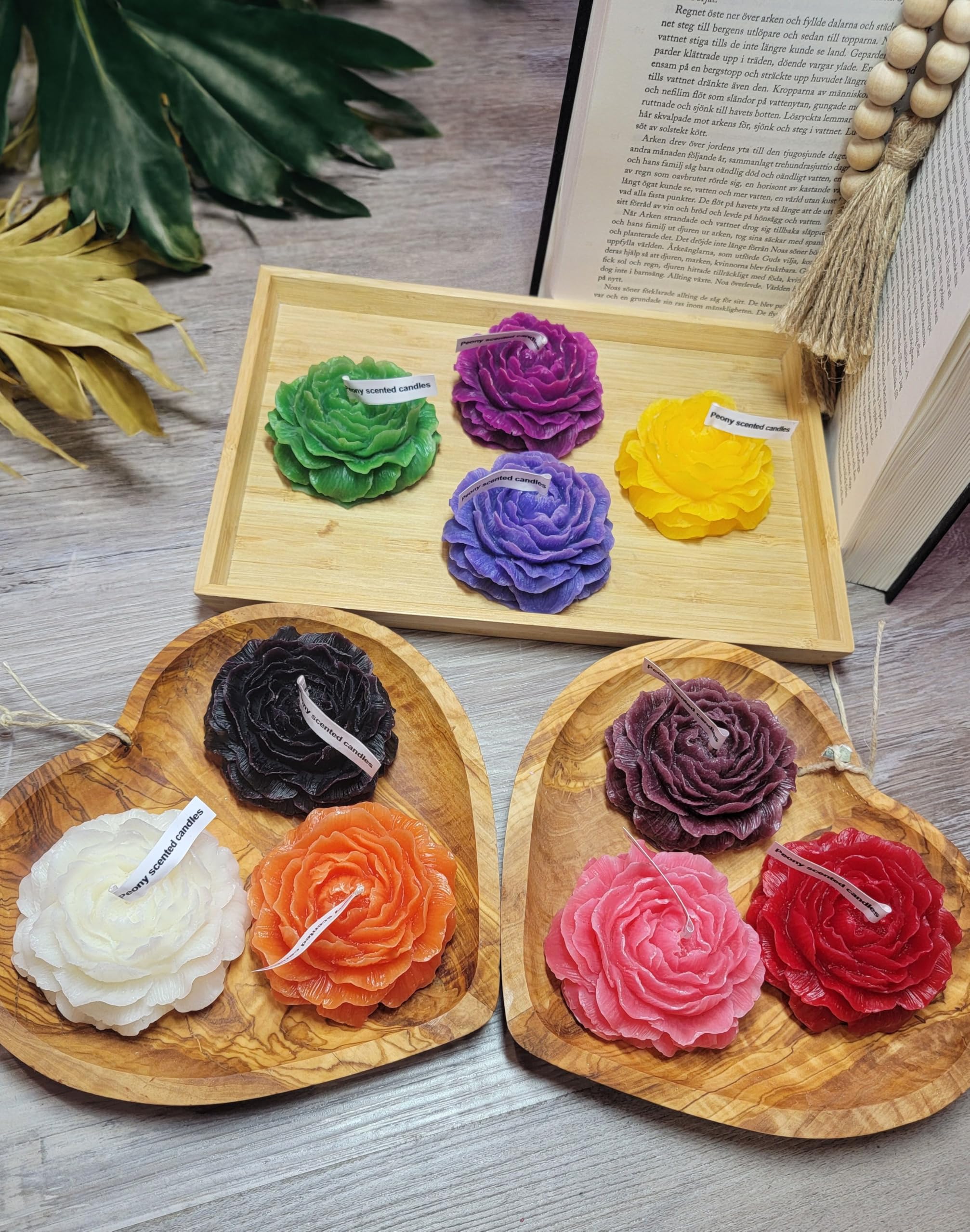 Peony Flower Shaped Candle | Scented Soy Wax Blend, Aromatherapy Gift (Black)