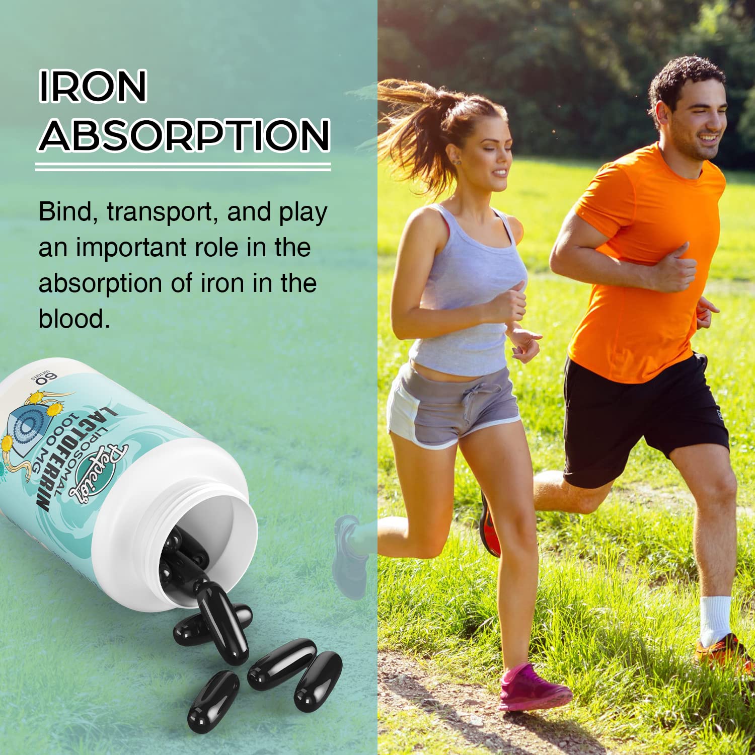 Pepeior Liposomal Bovine Lactoferrin 1000 mg – Immune Support & Iron Absorption, 60 Softgels
