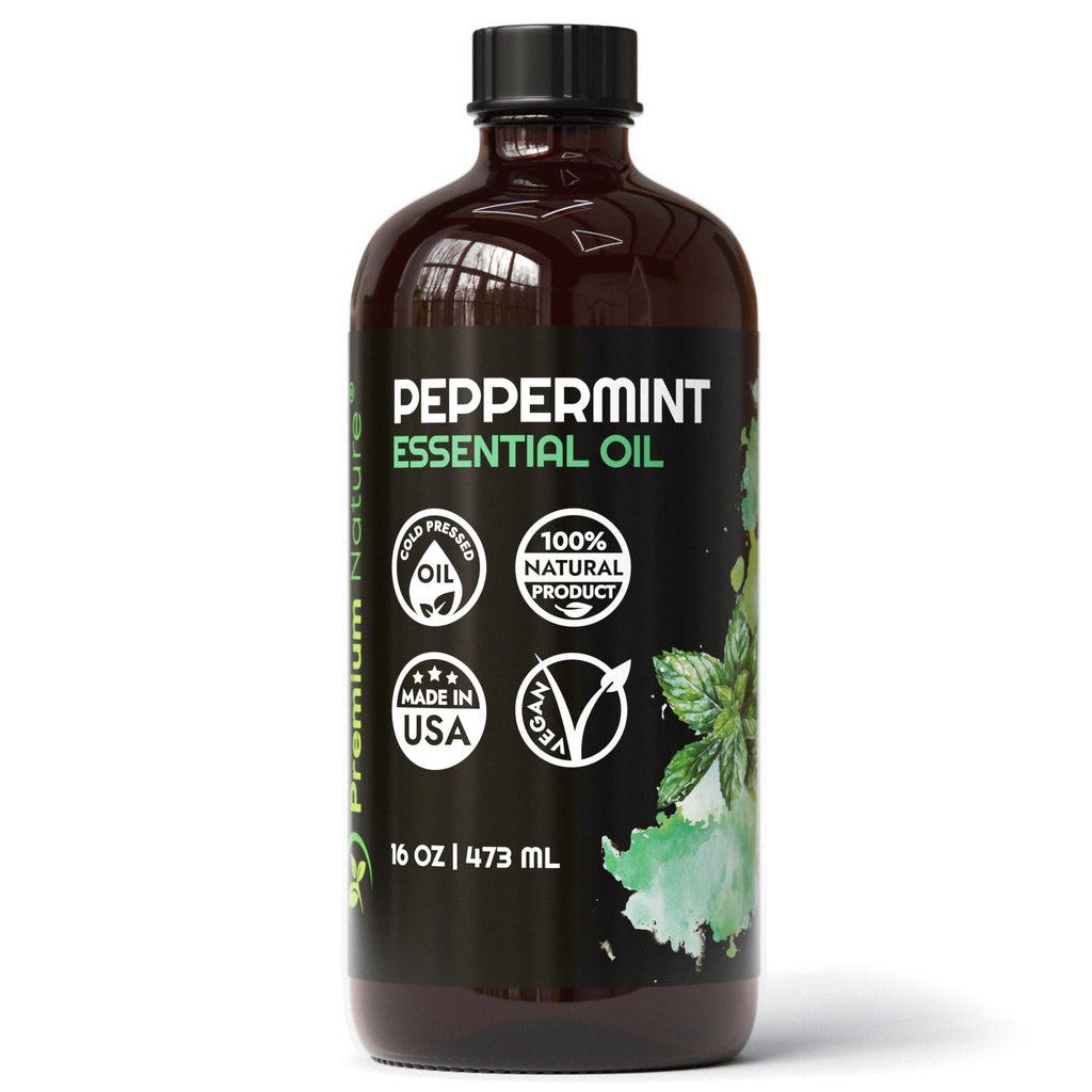 Peppermint Essential Oil 16oz – Organic, Diffuser Aromatherapy, Hair Growth, Skin, Soap Making & Laundry