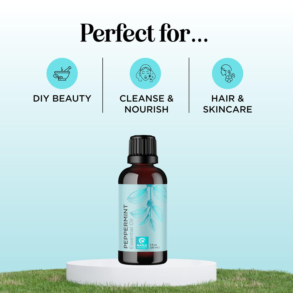 Peppermint Essential Oil – 100% Pure, Undiluted 1oz for Diffusers, Hair, Skin & Nails