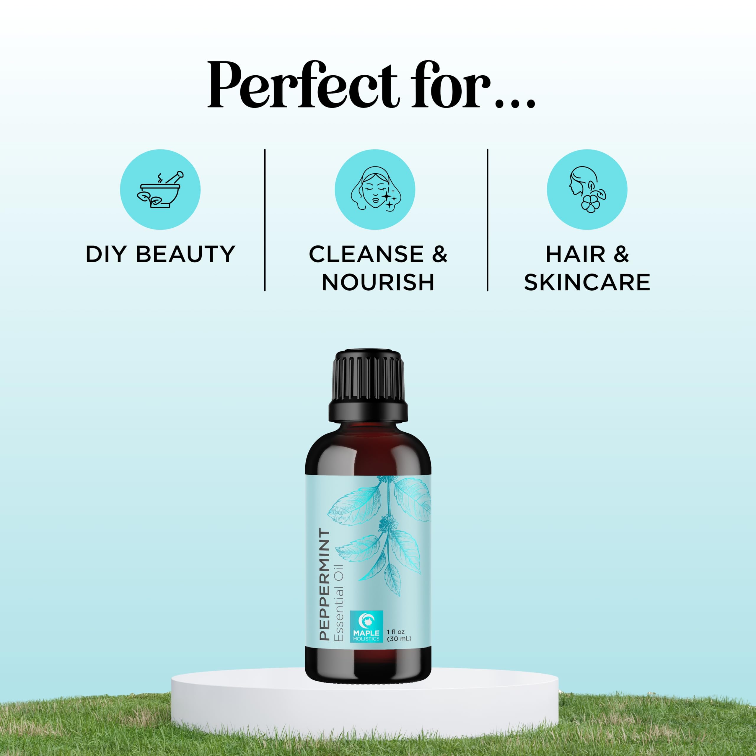 Peppermint Essential Oil – 100% Pure, Undiluted 1oz for Diffusers, Hair, Skin & Nails