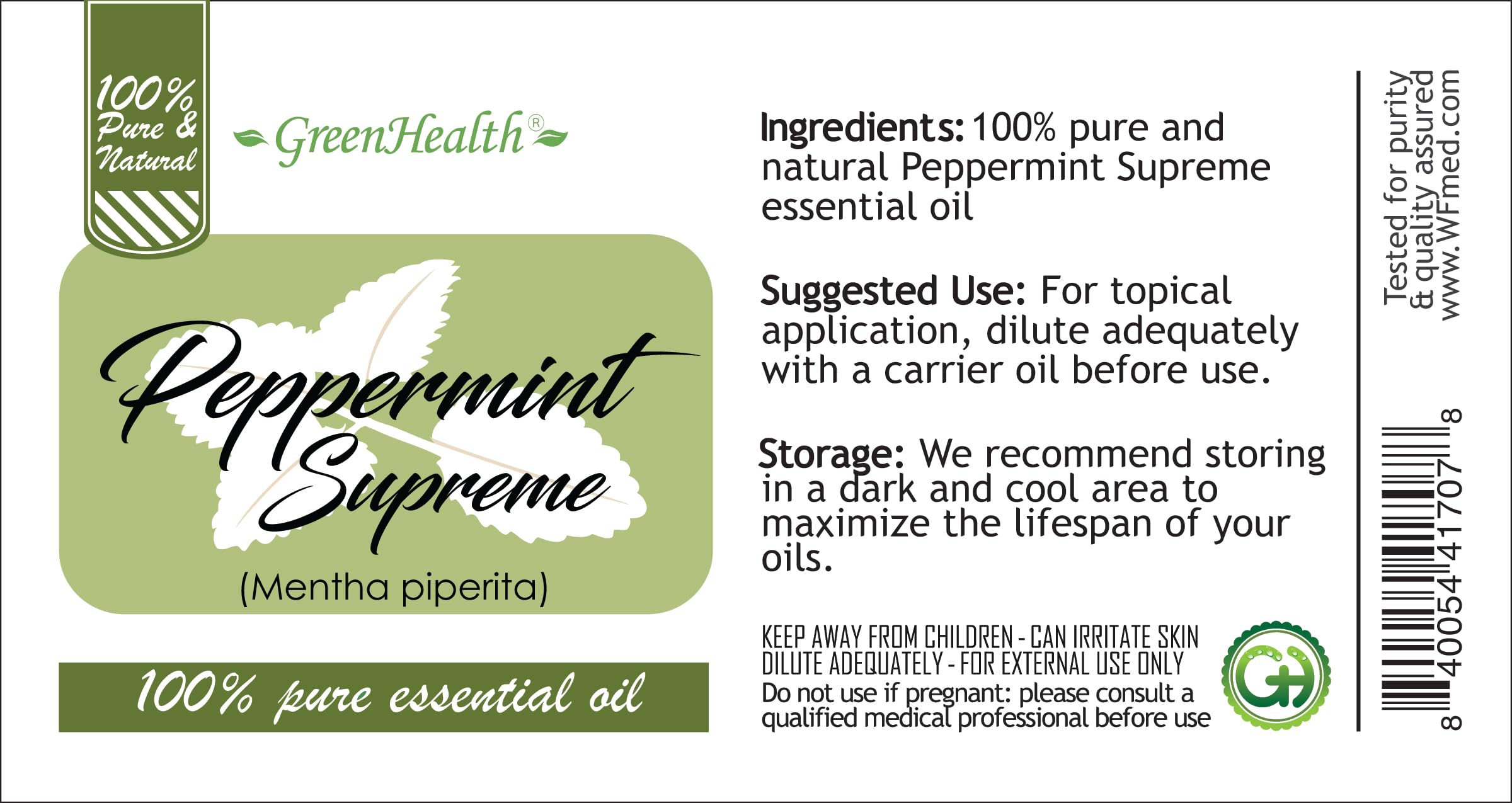 Peppermint Essential Oil 8 oz – Pure Mentha Piperita | GreenHealth