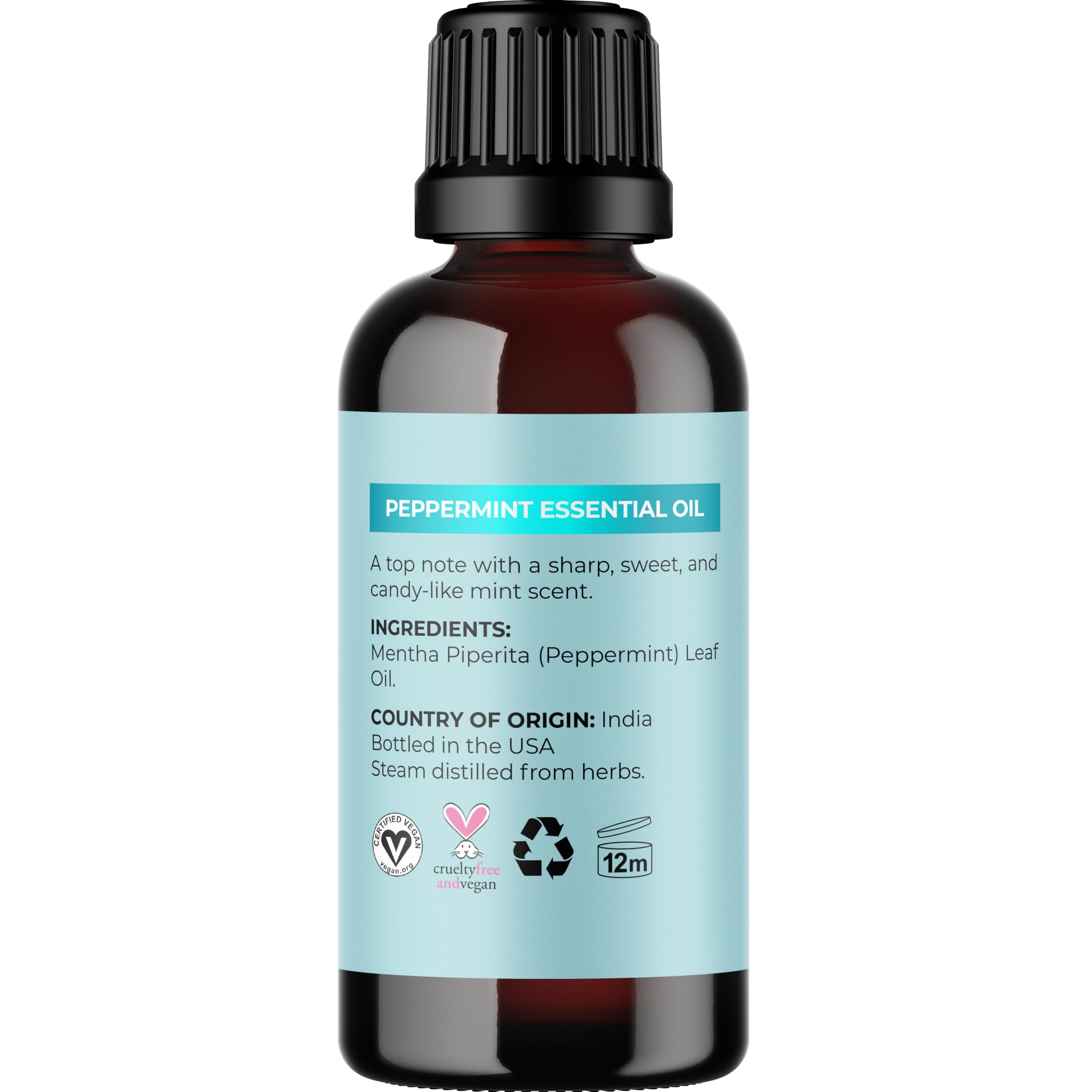 Peppermint Essential Oil – 100% Pure, Undiluted 1oz for Diffusers, Hair, Skin & Nails