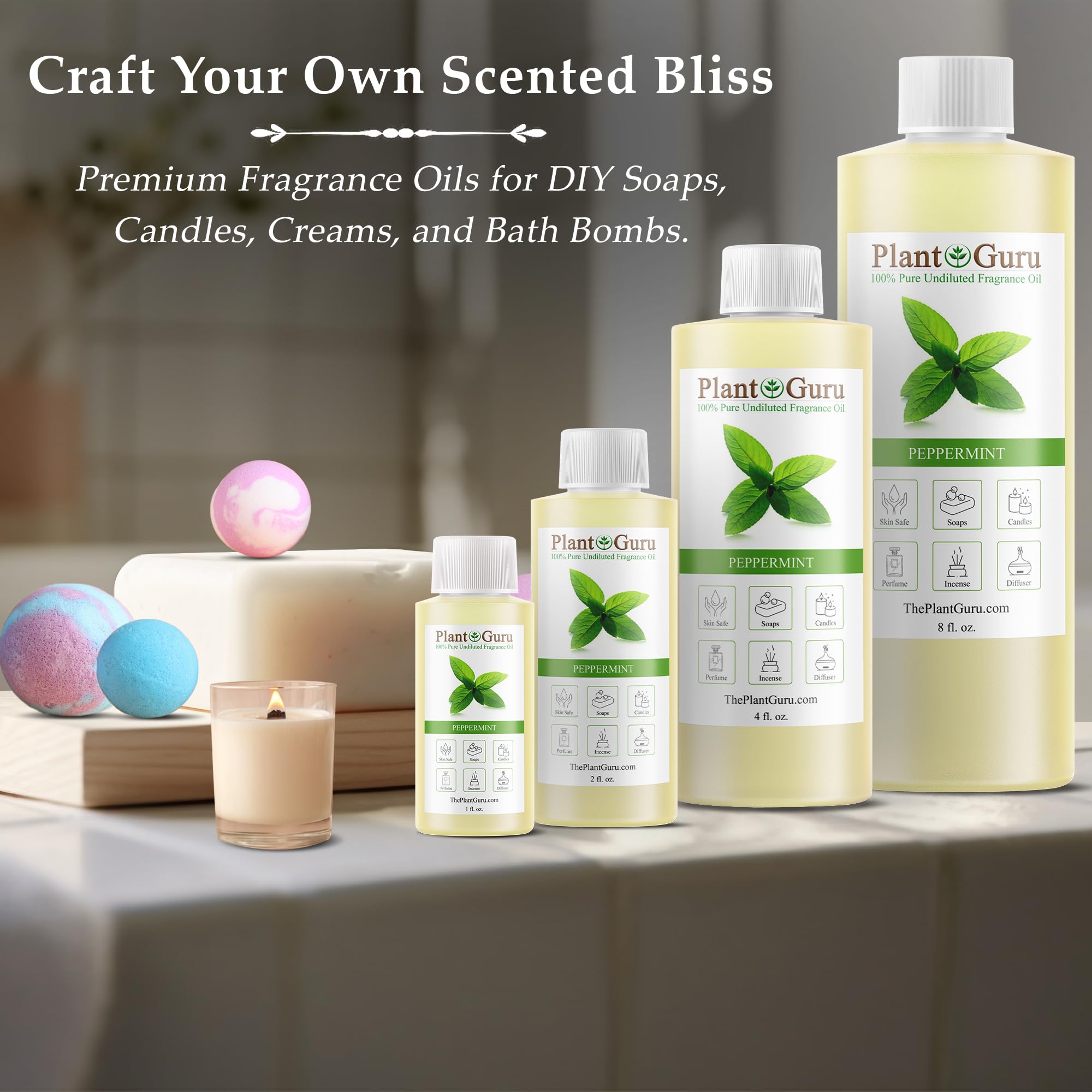 Peppermint Fragrance Oil 8 fl oz. | DIY Soap, Candles, Bath Bombs & More