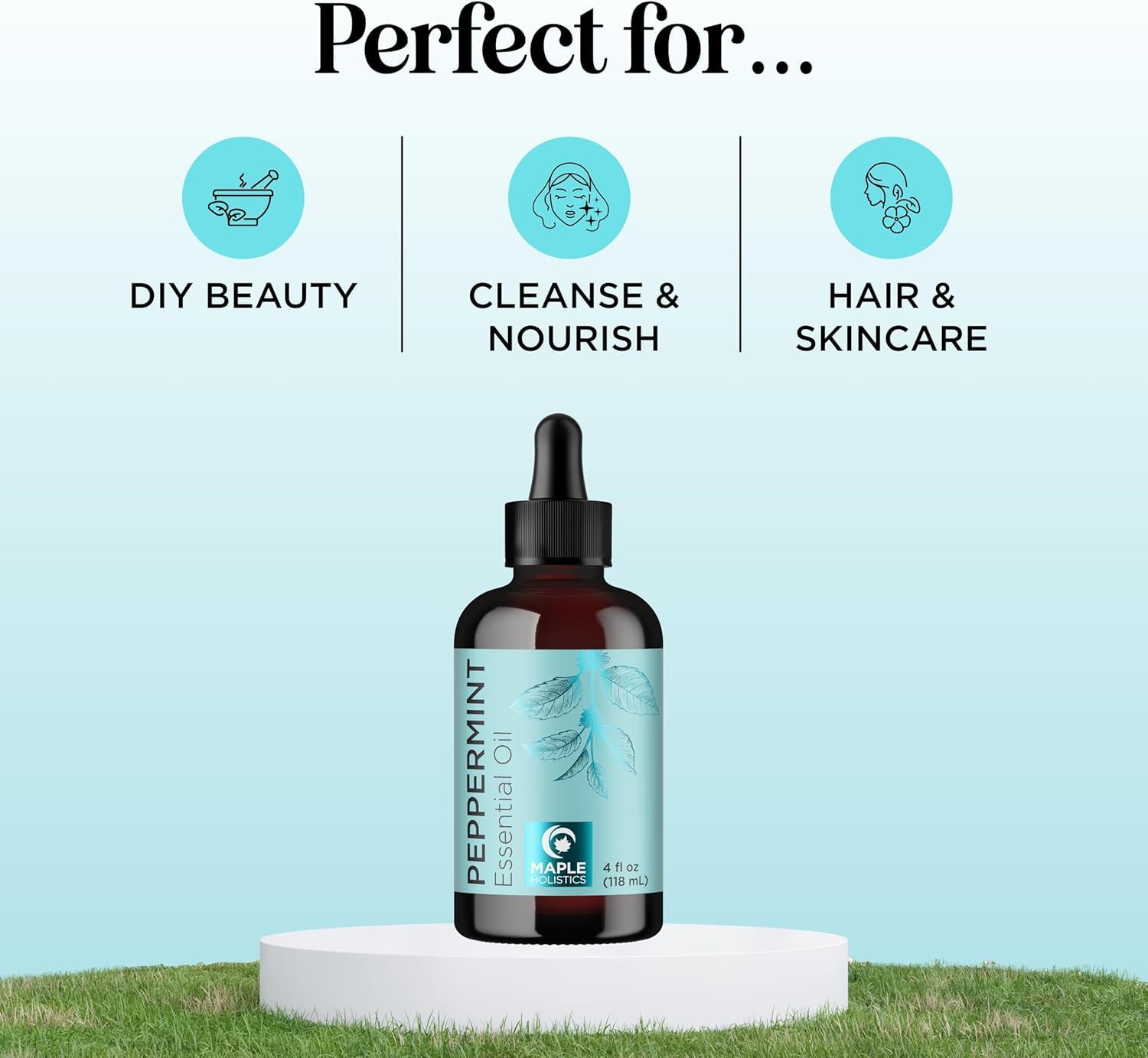Peppermint Essential Oil for Diffusers – 4oz | 100% Pure Mint Oil for Hair, Skin & Nails