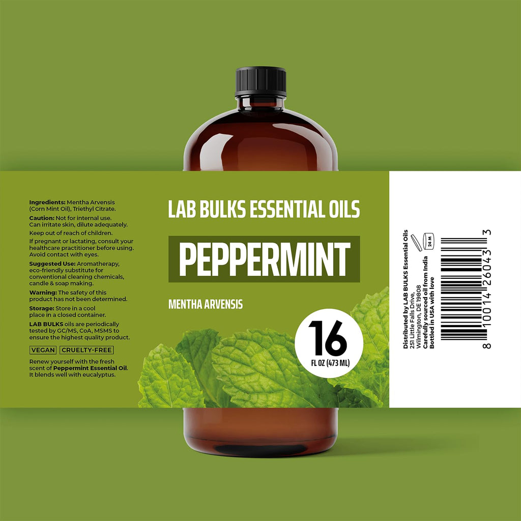 Lab Bulks Peppermint Essential Oil 16oz 2-Pack – Diffusers & Cleaning