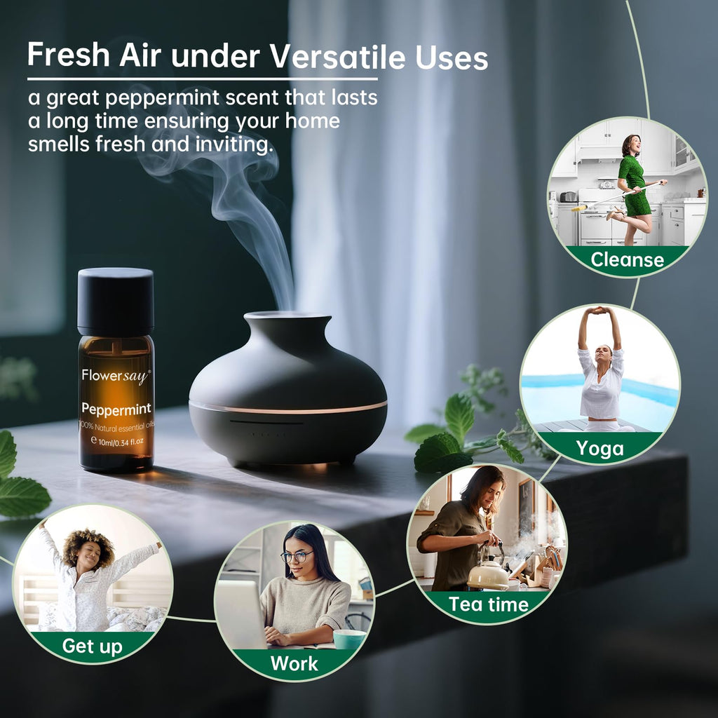 100% Pure Peppermint Essential Oil – USDA Organic, 0.34 Fl Oz | Diffuser, Hair & Skin
