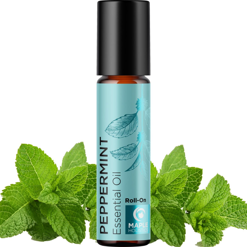 Peppermint Oil Roll On – Pure Peppermint Rollerball Essential Oil for Headaches, Focus & Energy | Maple Holistics