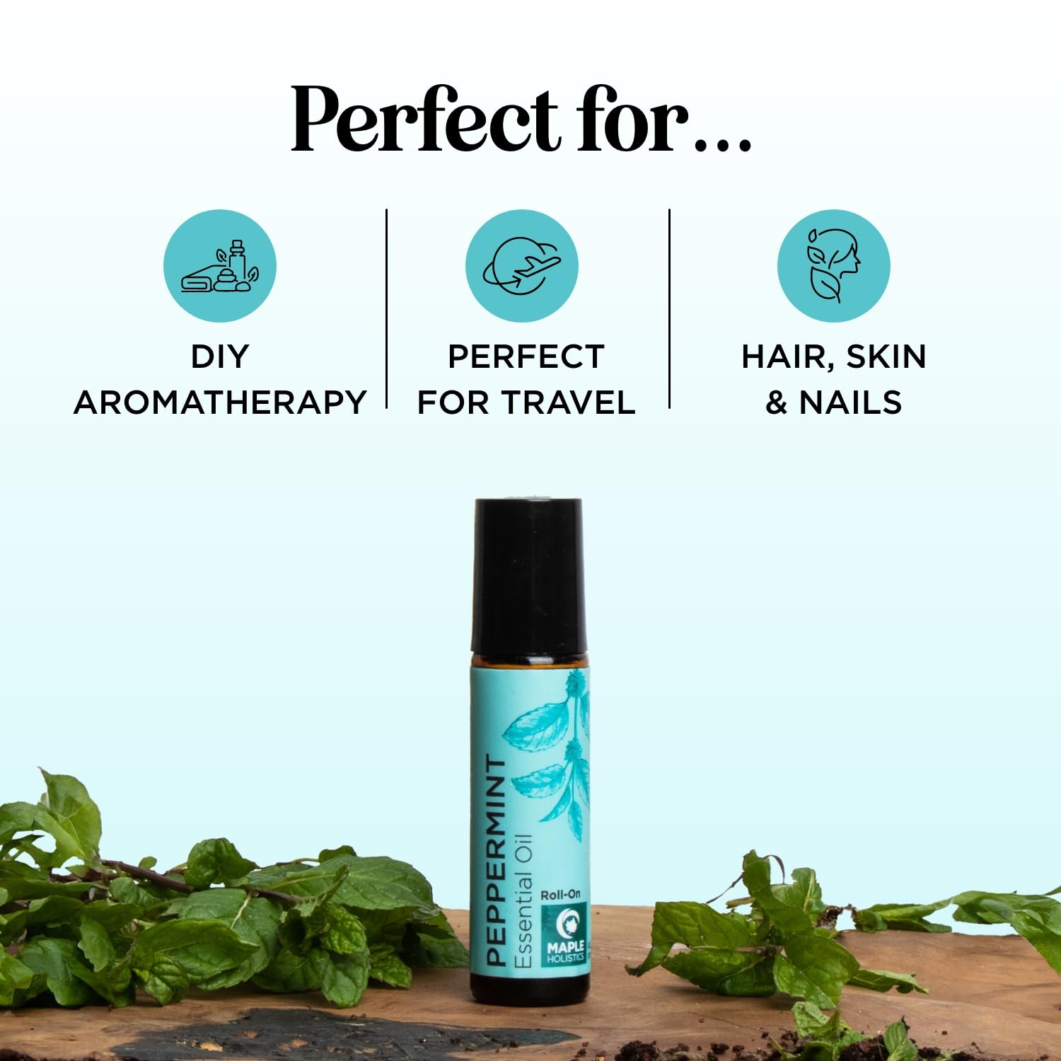 Peppermint Oil Roll On – Pure Peppermint Rollerball Essential Oil for Headaches, Focus & Energy | Maple Holistics