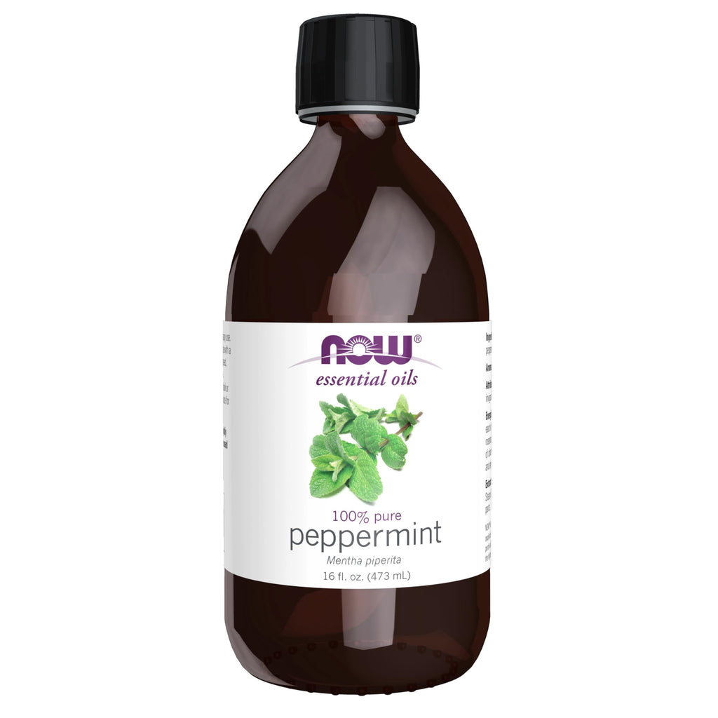 NOW Essential Oils Peppermint Oil 16 oz – 100% Pure, Steam Distilled, Vegan Aromatherapy