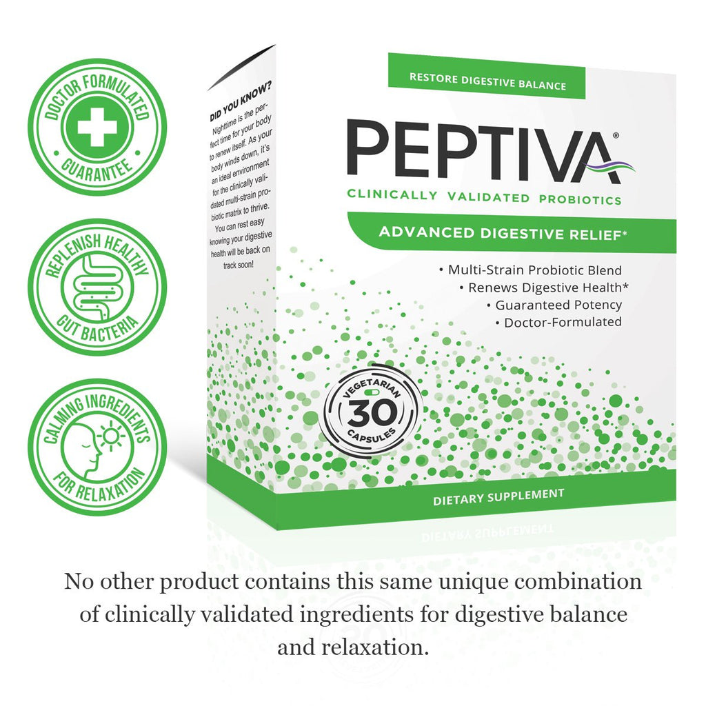 Peptiva Advanced 50 Billion CFU Probiotic – Digestive Relief & Clinically Validated Probiotic, 30ct