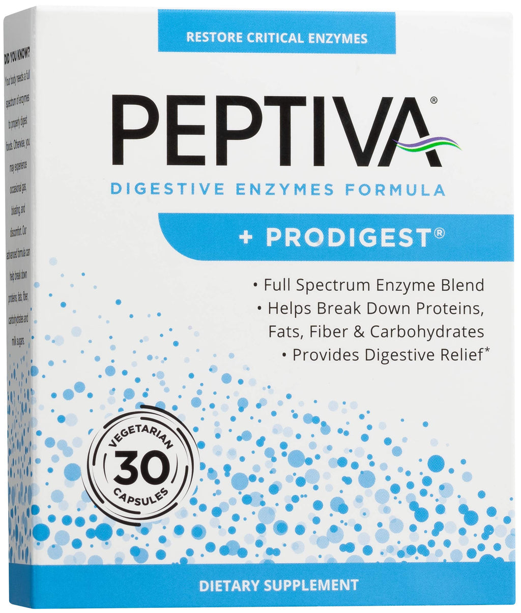 Peptiva Digestive Enzymes + Prodigest – 30 Count | Bloating & Digestive Support