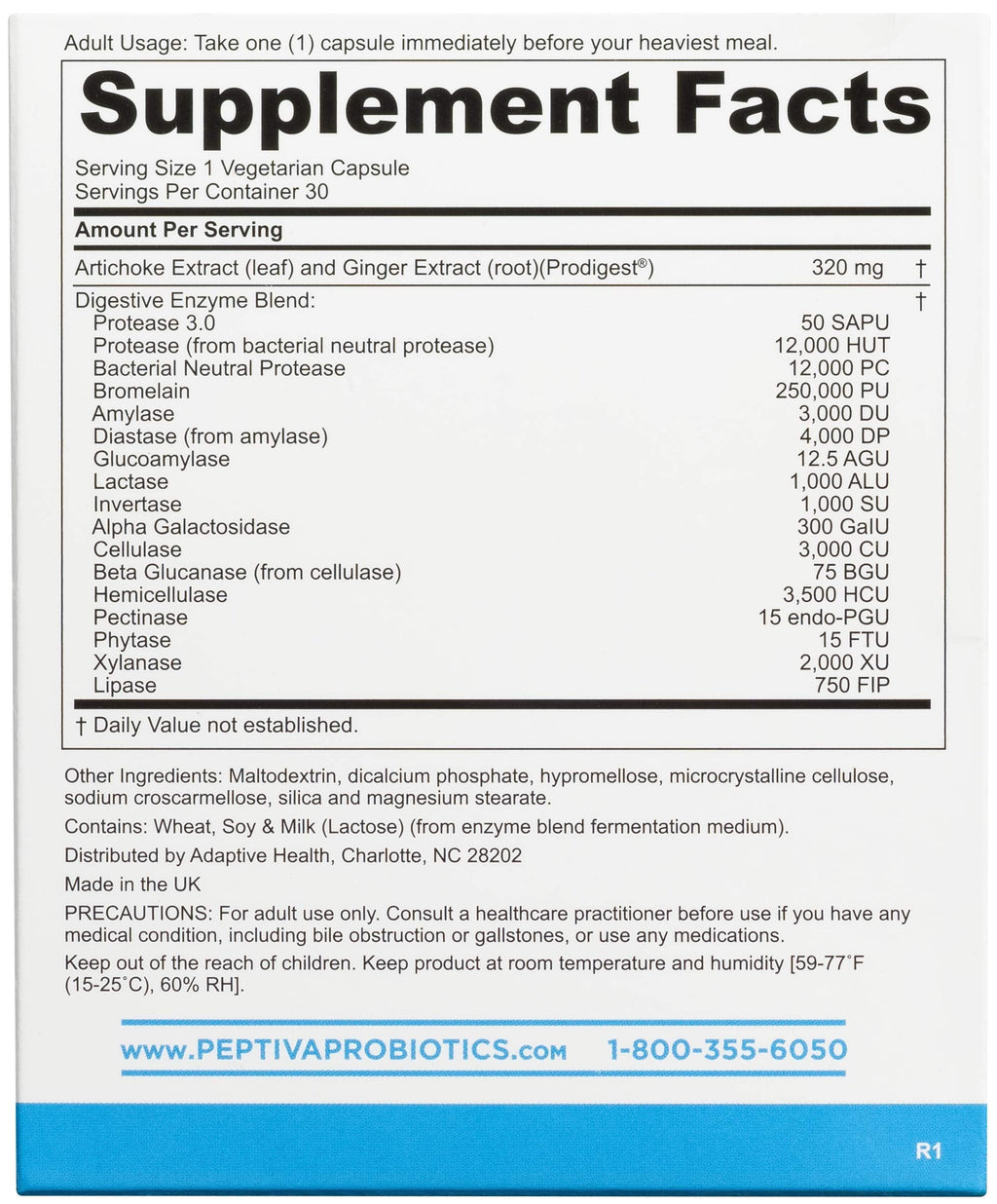 Peptiva Digestive Enzymes + Prodigest – 30 Count | Bloating & Digestive Support