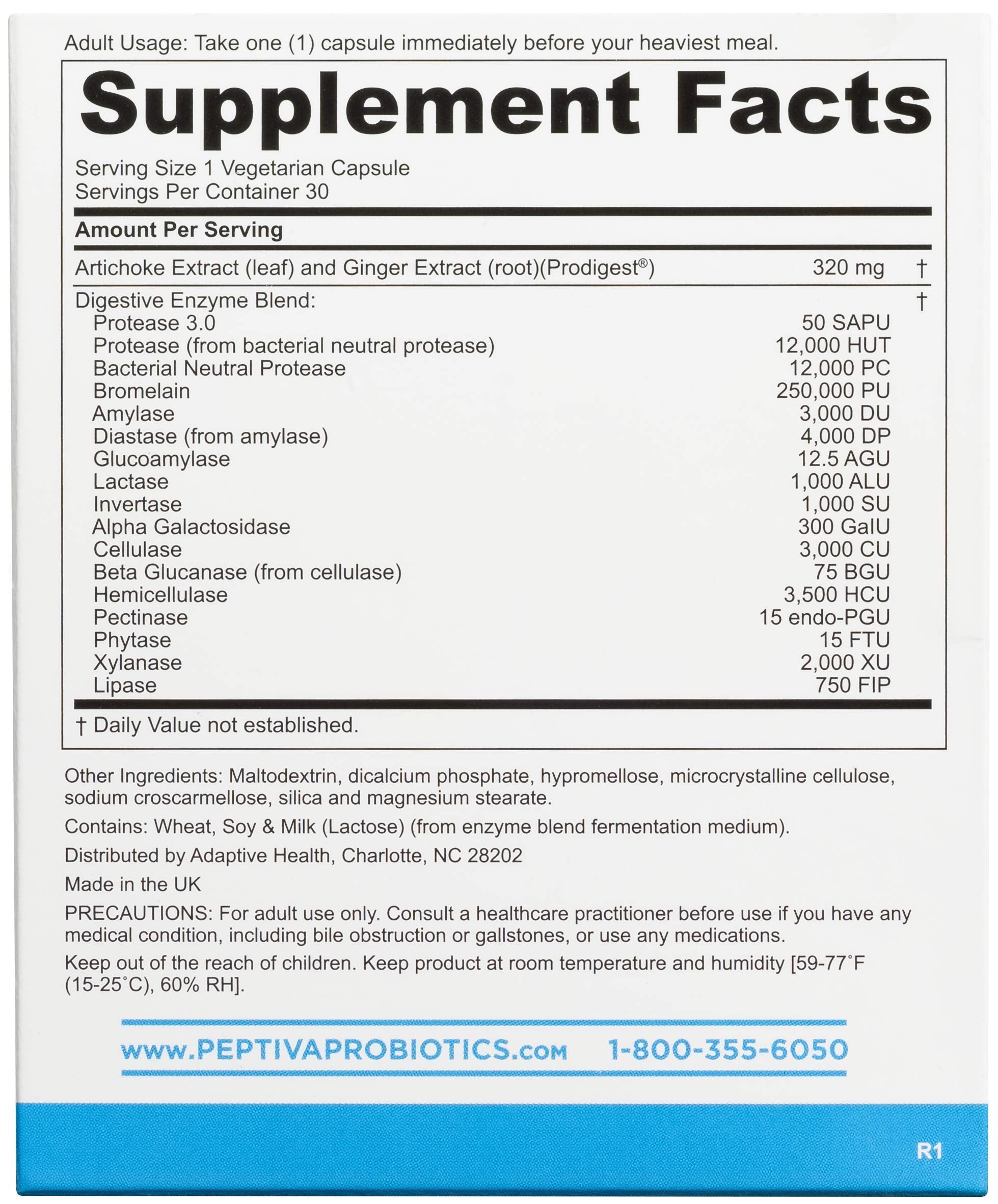 Peptiva Digestive Enzymes + Prodigest – 30 Count | Bloating & Digestive Support