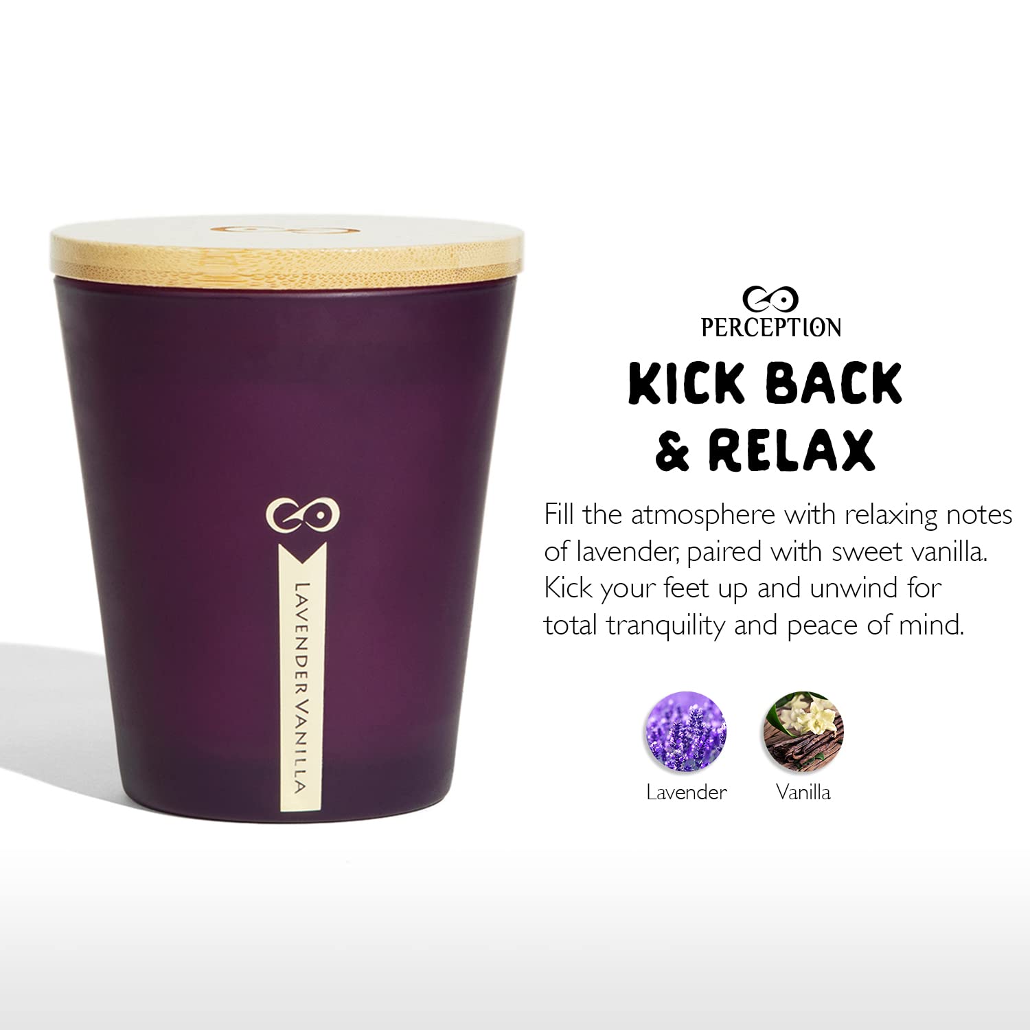 PERCEPTION AROMAS Luxury Lavender Vanilla Candle | 50 Hour Burn Time | Gift Box | Hand-Poured Soy Wax