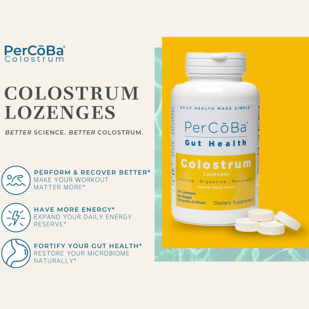 PERCOBA Bovine Colostrum Lozenges – Berry, 100 Count – Made in USA