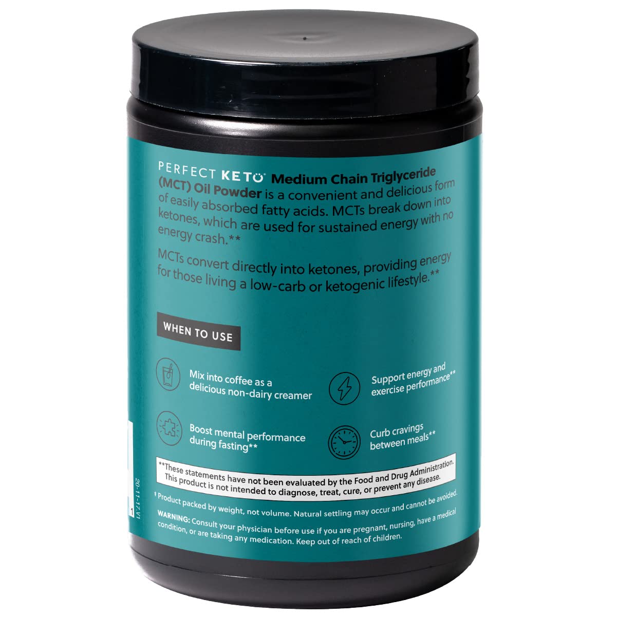Perfect Keto 7g MCT Oil Powder – Unflavored, Non-Dairy Keto Coffee Creamer | 30 Servings
