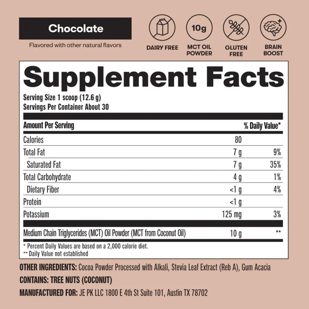Perfect Keto 7g MCT Oil Powder – Dairy-Free Keto Coffee Creamer, 30 Servings