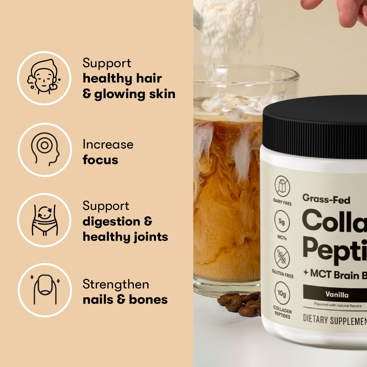 Perfect Keto Collagen Peptides Powder with MCT Oil – Grass-Fed Type I & III, Gluten Free, Low Carb, Keto Coffee Creamer