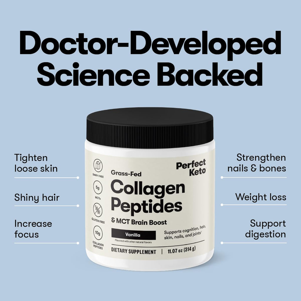 Perfect Keto Collagen Peptides with MCT Oil – Salted Caramel, Low Carb & Gluten Free