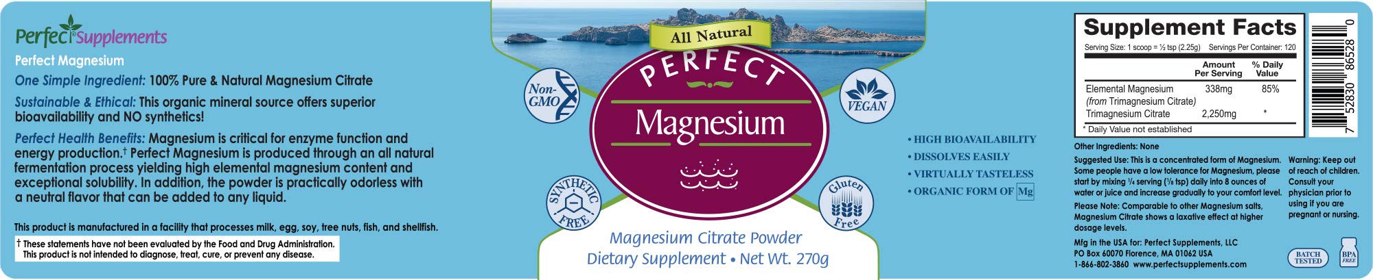 Perfect Magnesium Citrate Powder - 270g | 100% Pure & Natural
