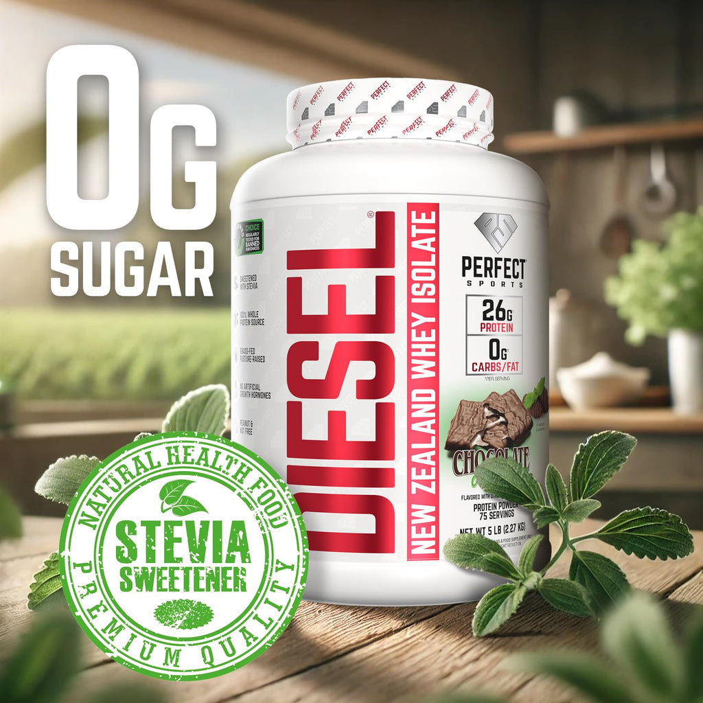 Perfect Sports Diesel 100% New Zealand Whey Protein Isolate – Chocolate Mint, Stevia, 5 lb