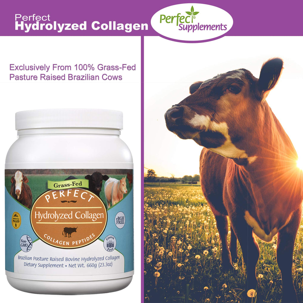 Perfect Hydrolyzed Collagen Powder 660g – All Natural, Brazilian Pasture Raised – 2 Pack | Perfect Supplements